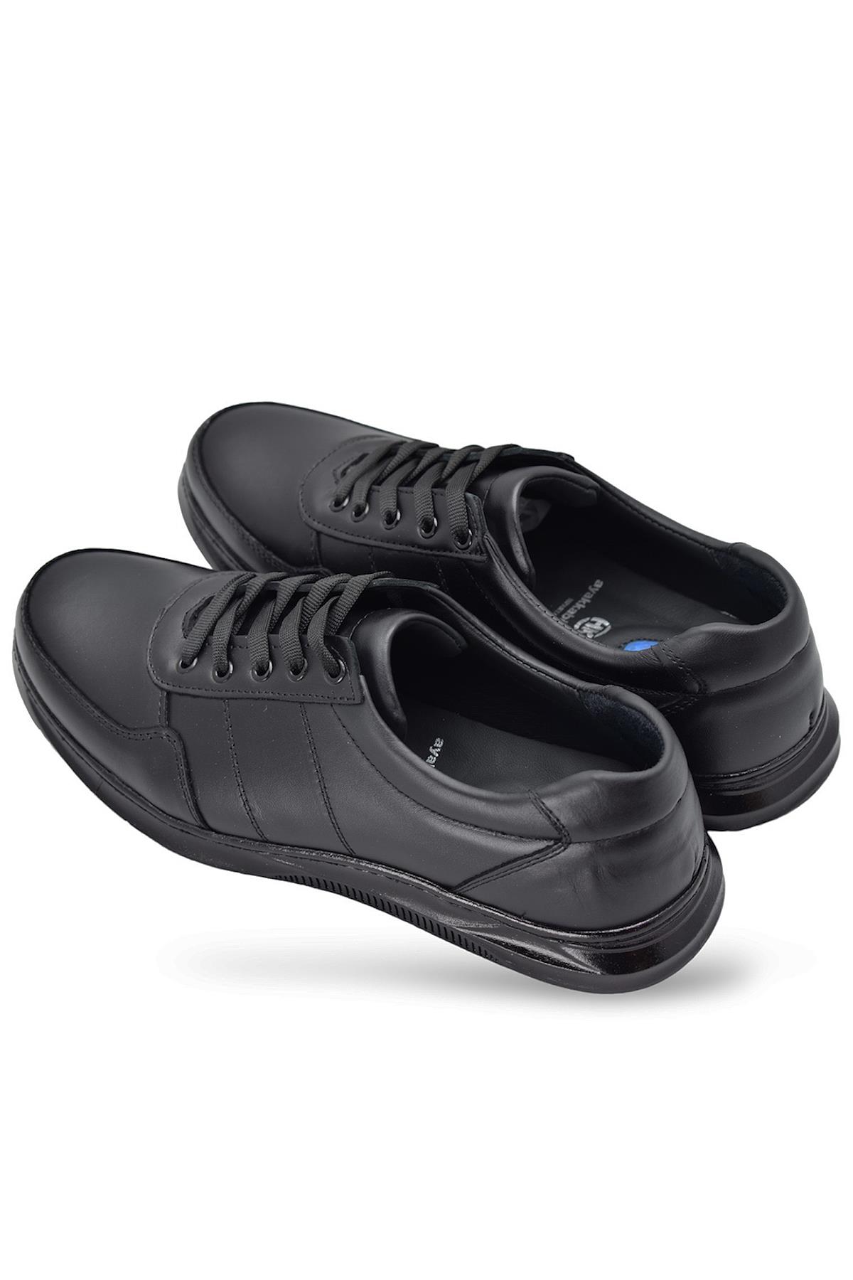 TAB502 Ortopedik Topuk Masajlı Hakiki Deri Erkek Ayakkabı Bağcıklı - Görsel 5