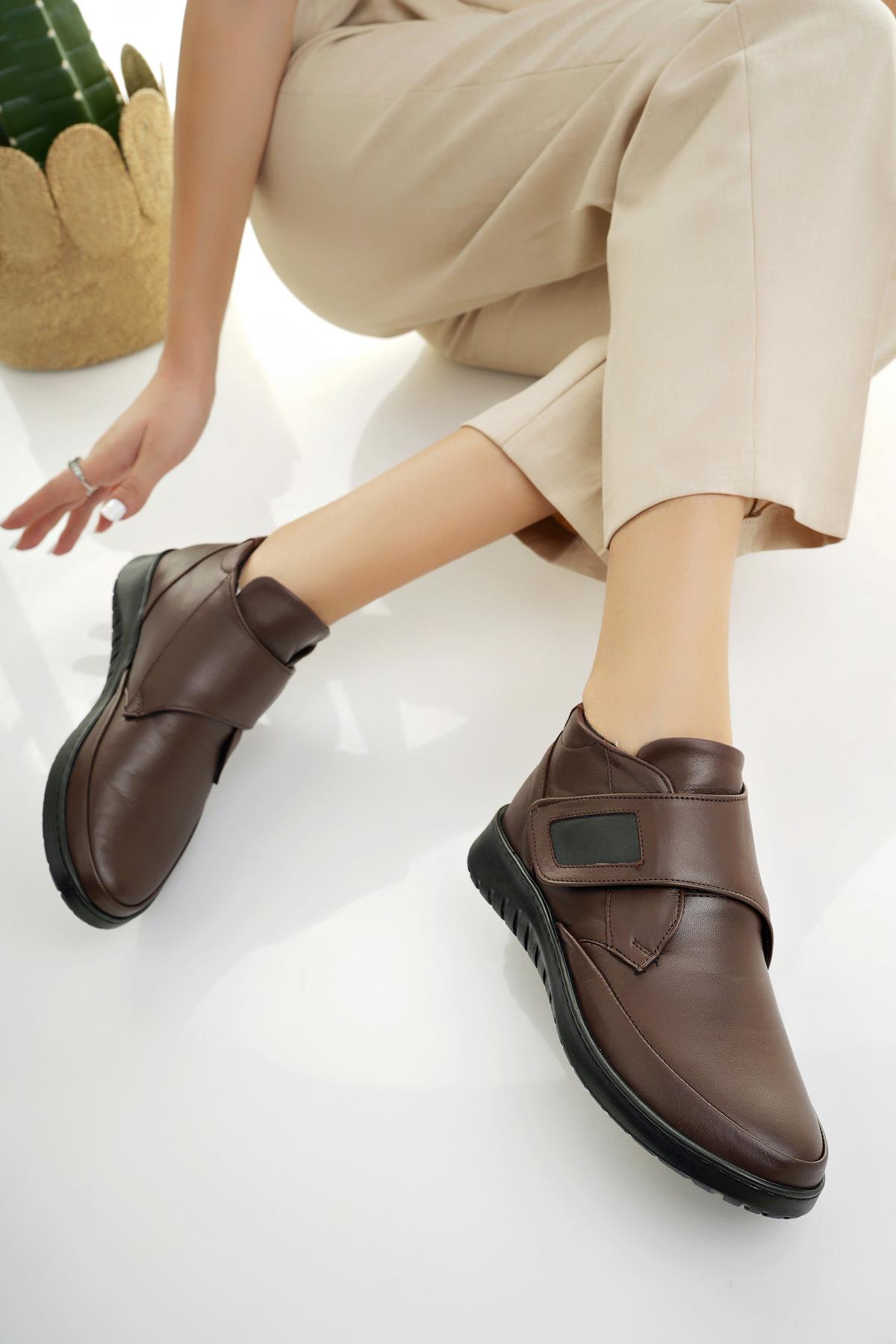 MEDİCALLY Garantili Ortopedik Taban Topuk Dikeni Hakiki Deri Kadın Bot - Görsel 7