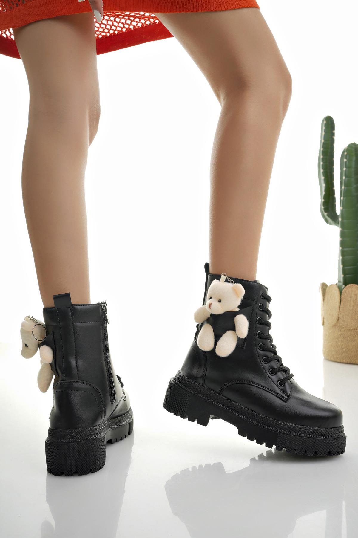 LARRİE Garantili Ayıcıklı Fermuarlı Bağcıklı Kadın Postal Bot - Görsel 8