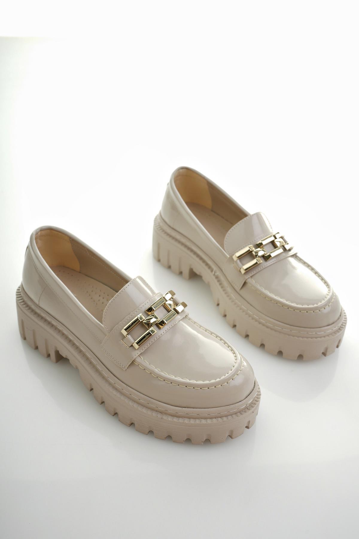 SAMANTHA Garantili Kadın Loafer Kalın Taban Tokalı Günlük Casual Makosen Ayakkabı - Görsel 4