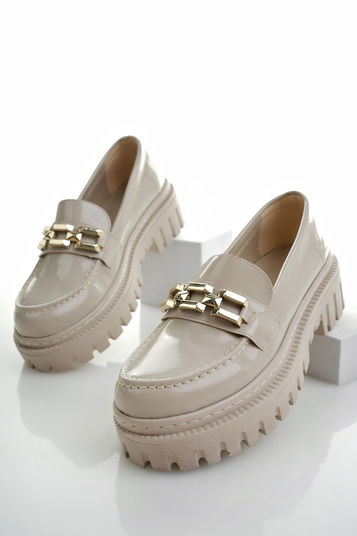 SAMANTHA Garantili Kadın Loafer Kalın Taban Tokalı Günlük Casual Makosen Ayakkabı - Görsel 6