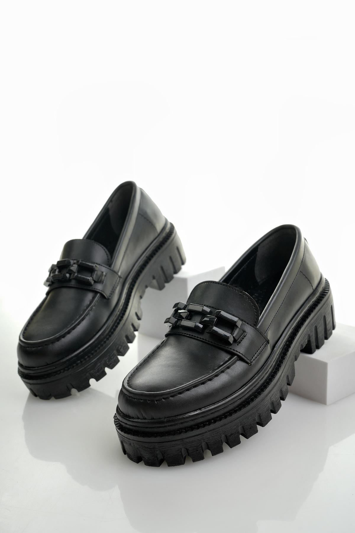 SAMANTHA Garantili Kadın Loafer Kalın Taban Tokalı Günlük Casual Makosen Ayakkabı - Görsel 7