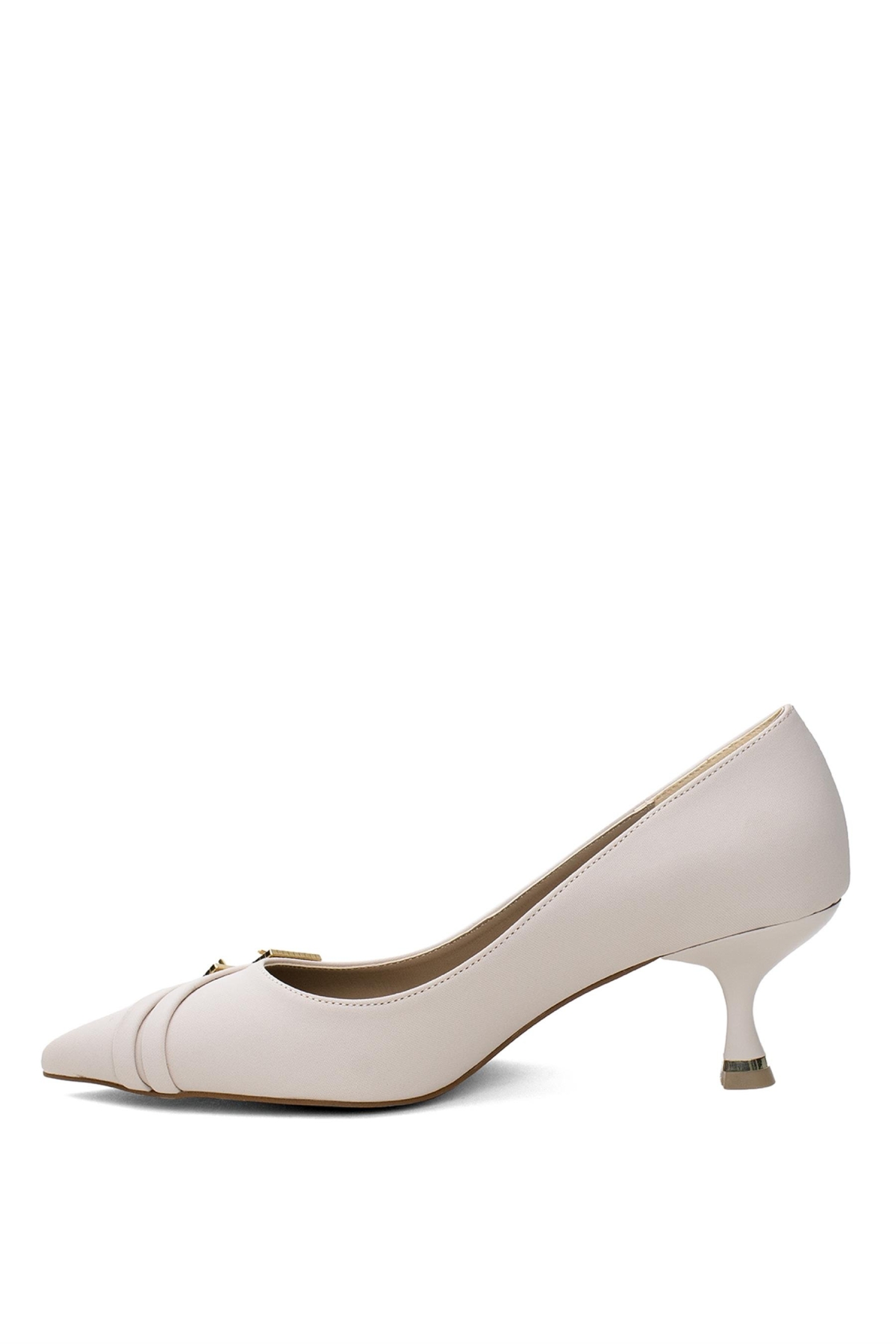 PM492 K030 Kadın Topuklu Ayakkabı Bej - Görsel 4