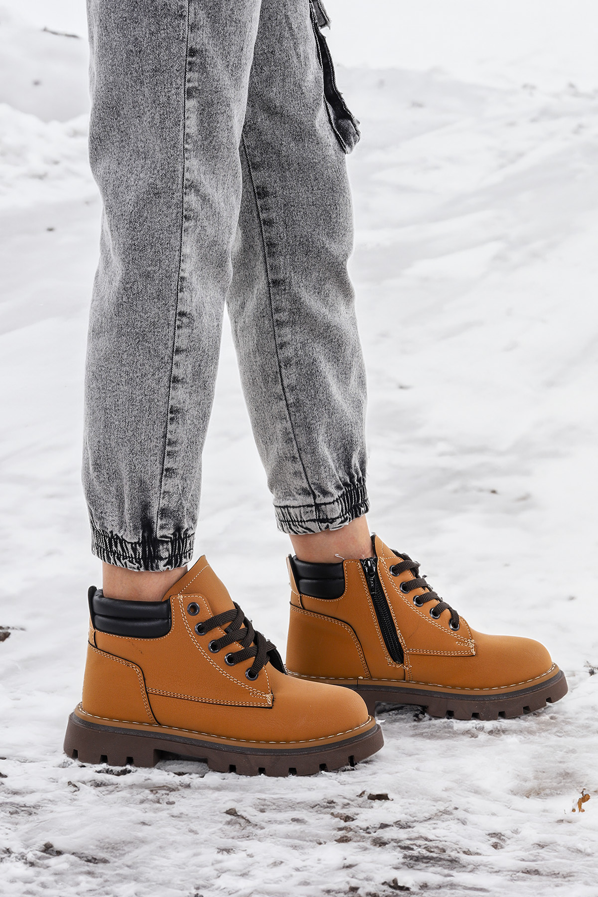 Kosev Fermuarlı Erkek Çocuk Bot Ayakkabı Taba - Görsel 2