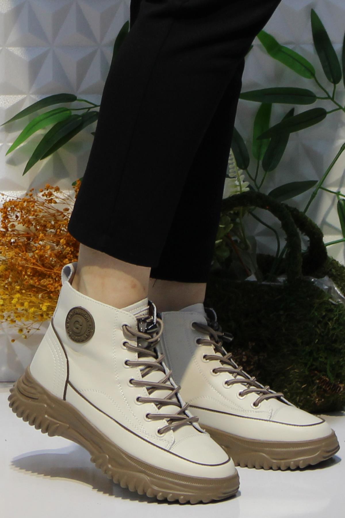 Fort 24K310-13 Bej Orijinal Ürün Yumuşak Esnek Kaymaz Taban Kadın Bot - Görsel 2