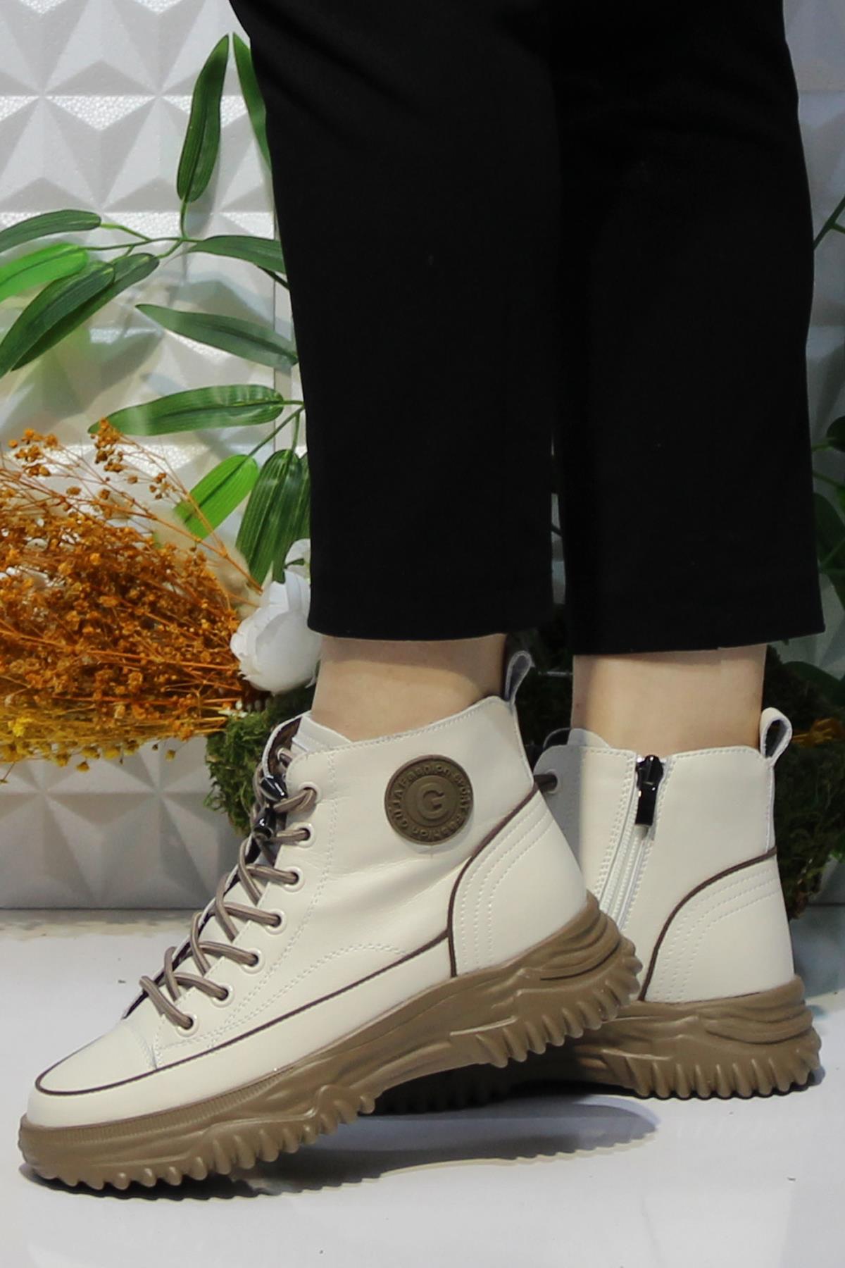 Fort 24K310-13 Bej Orijinal Ürün Yumuşak Esnek Kaymaz Taban Kadın Bot - Görsel 4