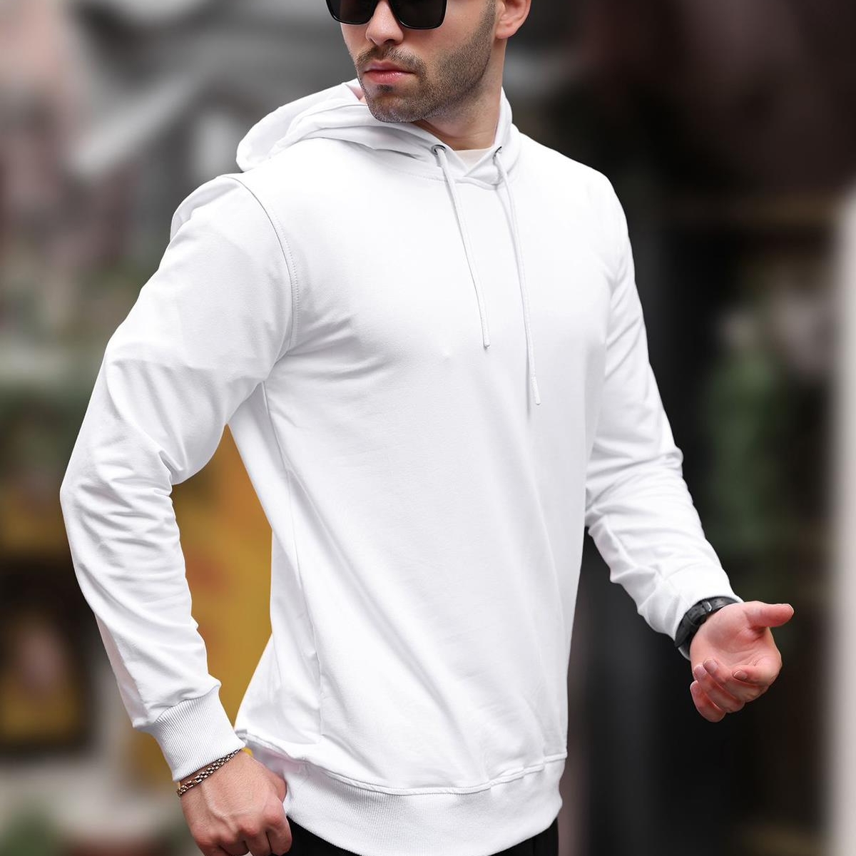 Beyaz Kapüşonlu Erkek Sweatshirt 7069 Fiyatları | Flo