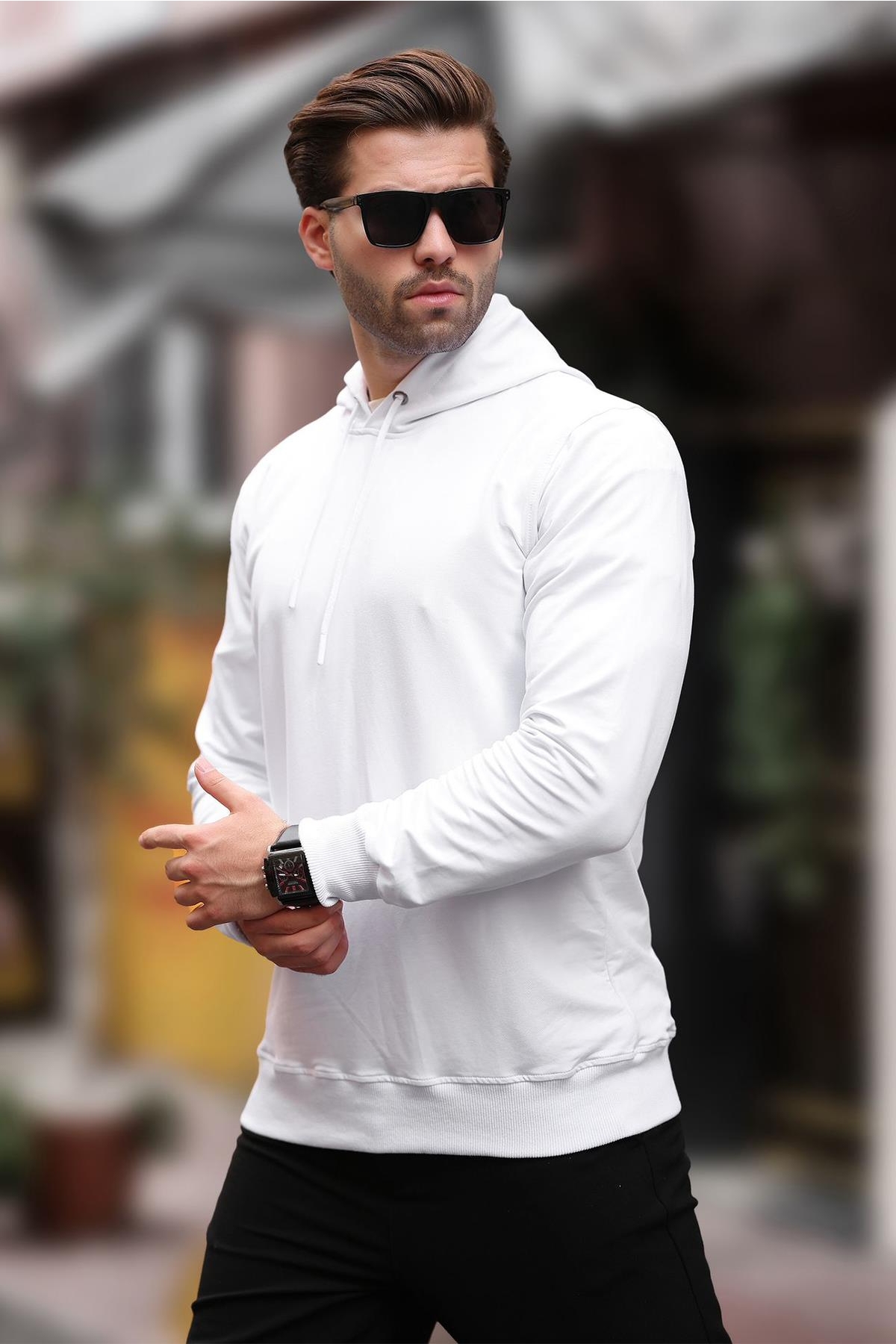 Beyaz Kapüşonlu Erkek Sweatshirt 7069 Fiyatları | Flo