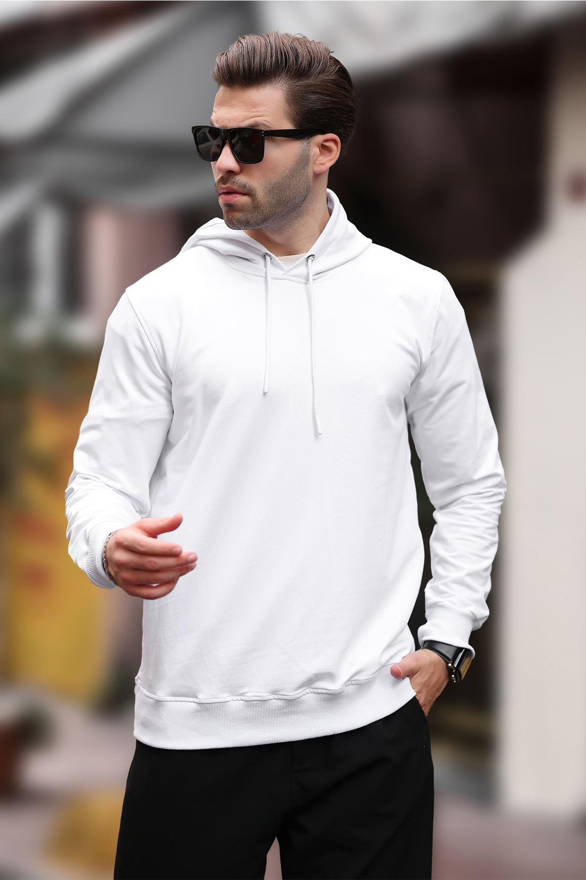 Beyaz Kapüşonlu Erkek Sweatshirt 7069 Fiyatları | Flo