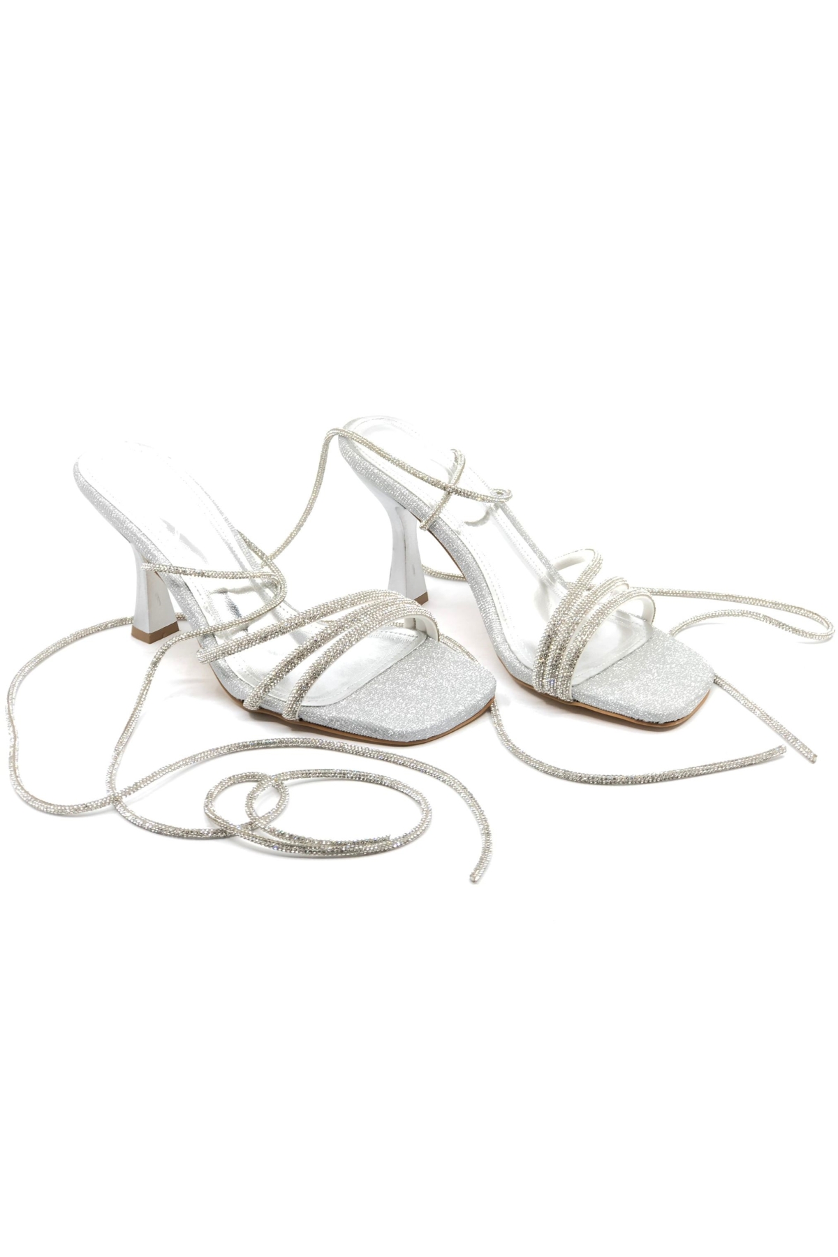 Üç Şerit Taş Bilek Bağlamalı Topuklu Kadın Abiye Ayakkabı - Görsel 4