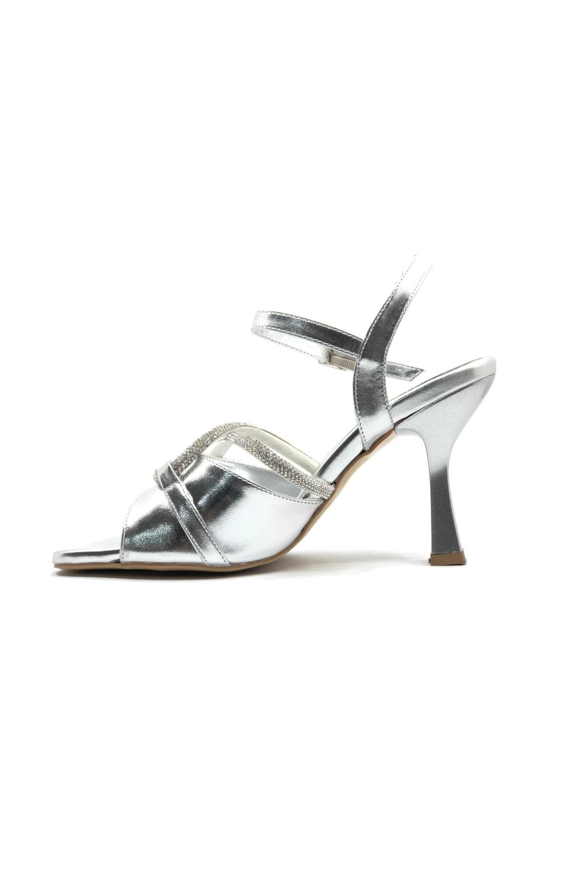 Çapraz Şerit Taşlı Topuklu Kadın Abiye Ayakkabı - Görsel 5