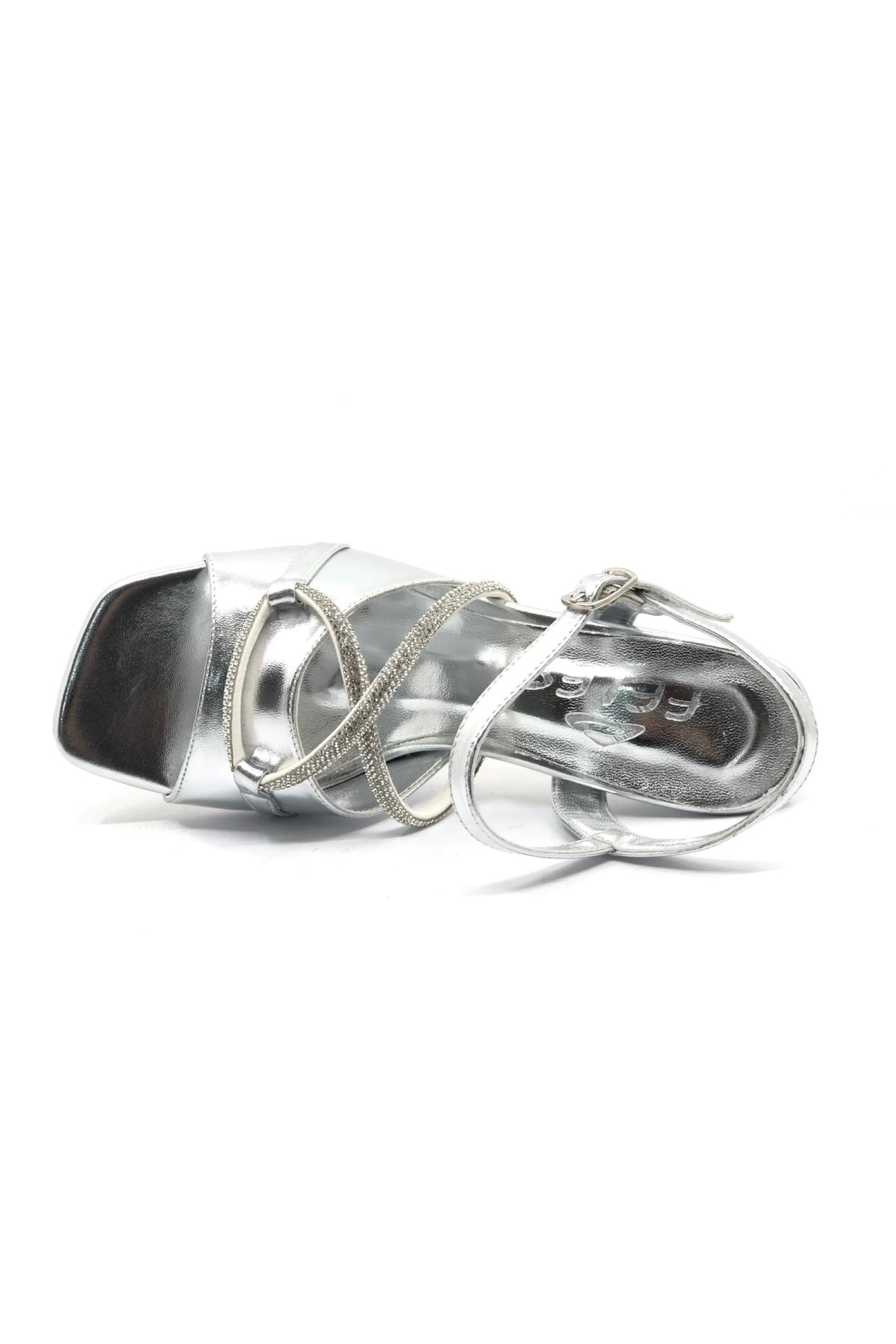 Çapraz Şerit Taşlı Topuklu Kadın Abiye Ayakkabı - Görsel 6