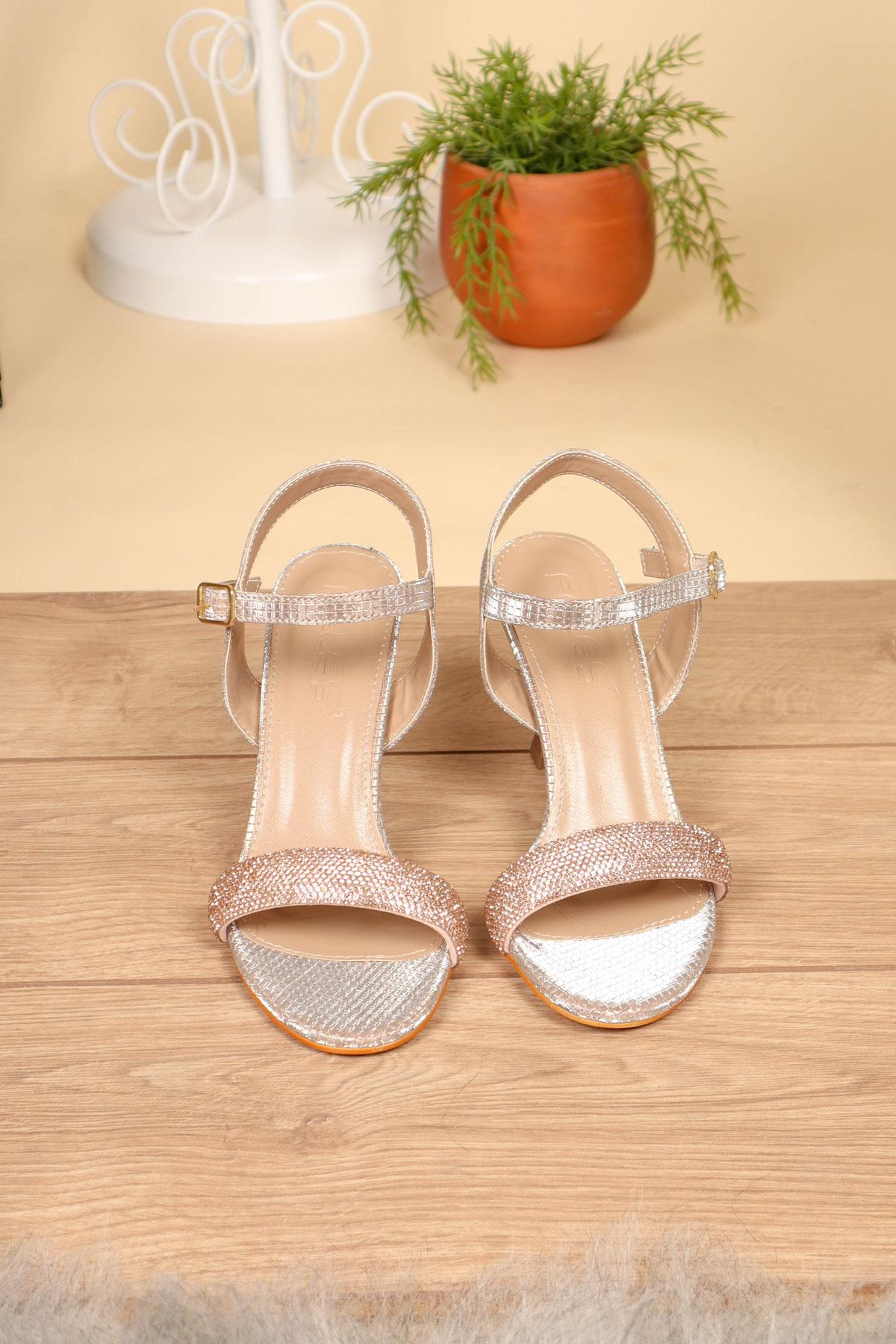 Şerit Taşlı Tek Bant Topuklu Kadın Abiye Ayakkabı - Görsel 7