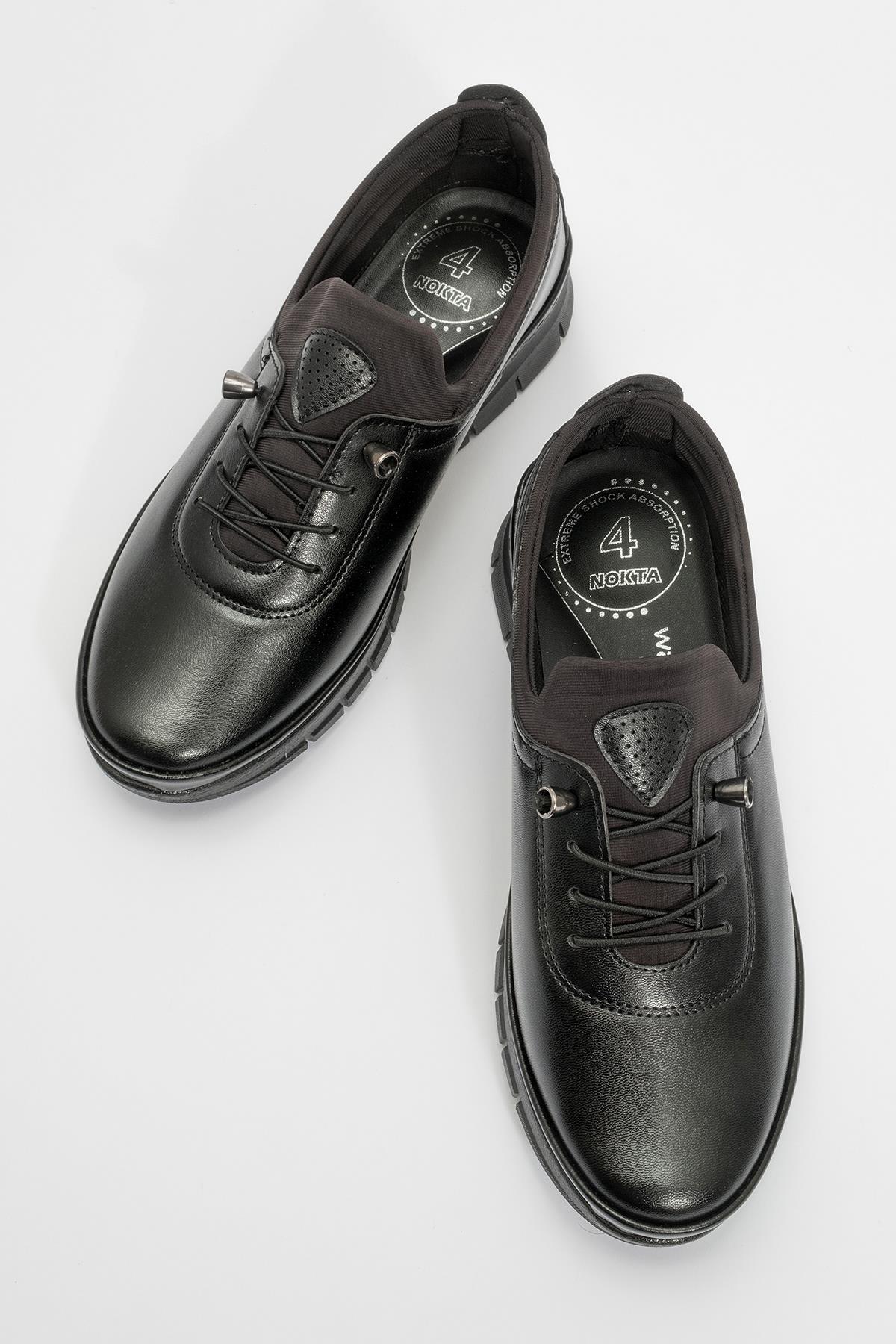 Kadın Lastik Bağlı Günlük Ayakkabı SİYAH CİLT - Görsel 6