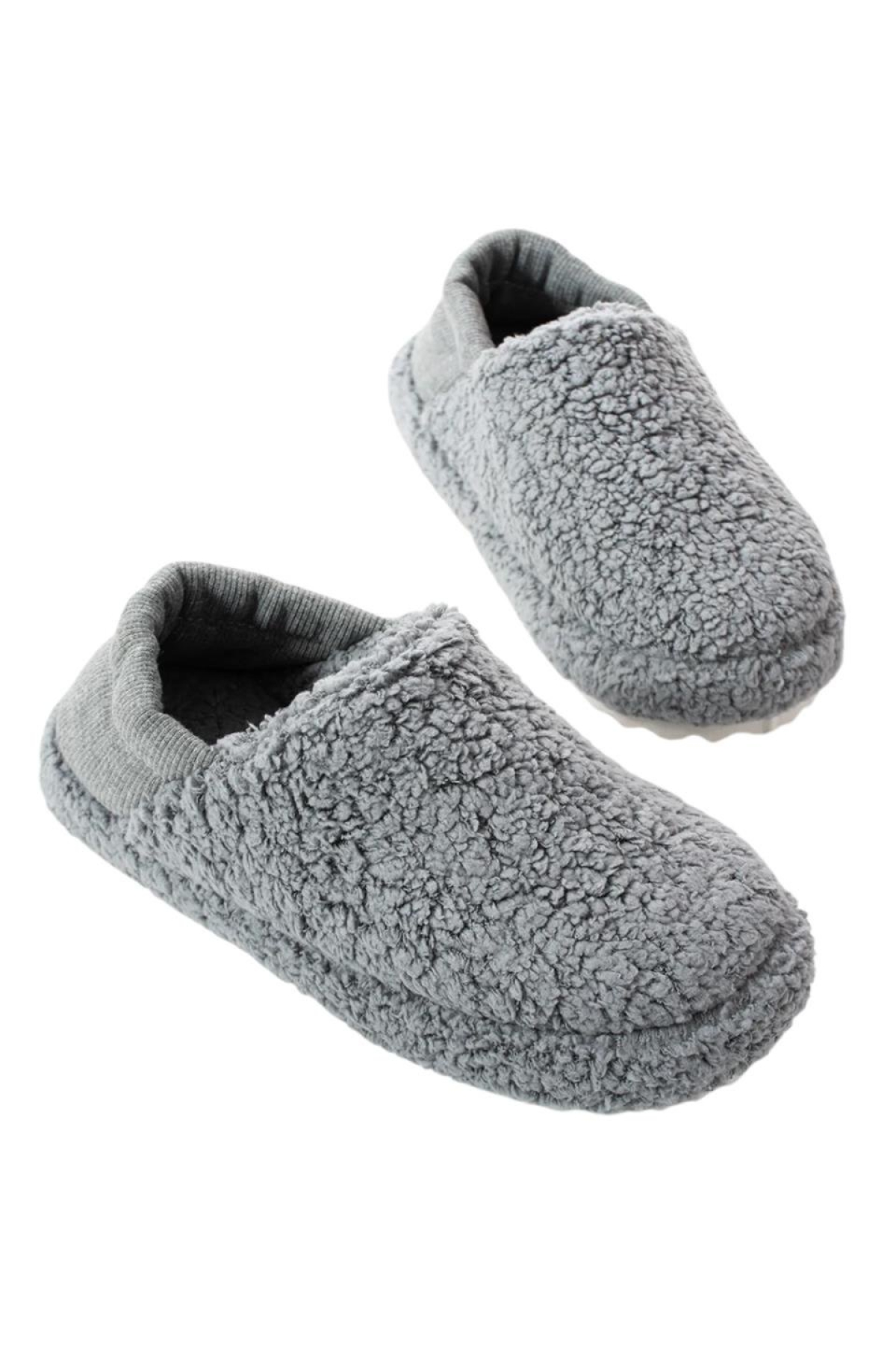 Kadın Lastikli Kaymaz Taban Peluş Havlu Kumaş Ev Ayakkabısı Panduf GRİ - Görsel 8