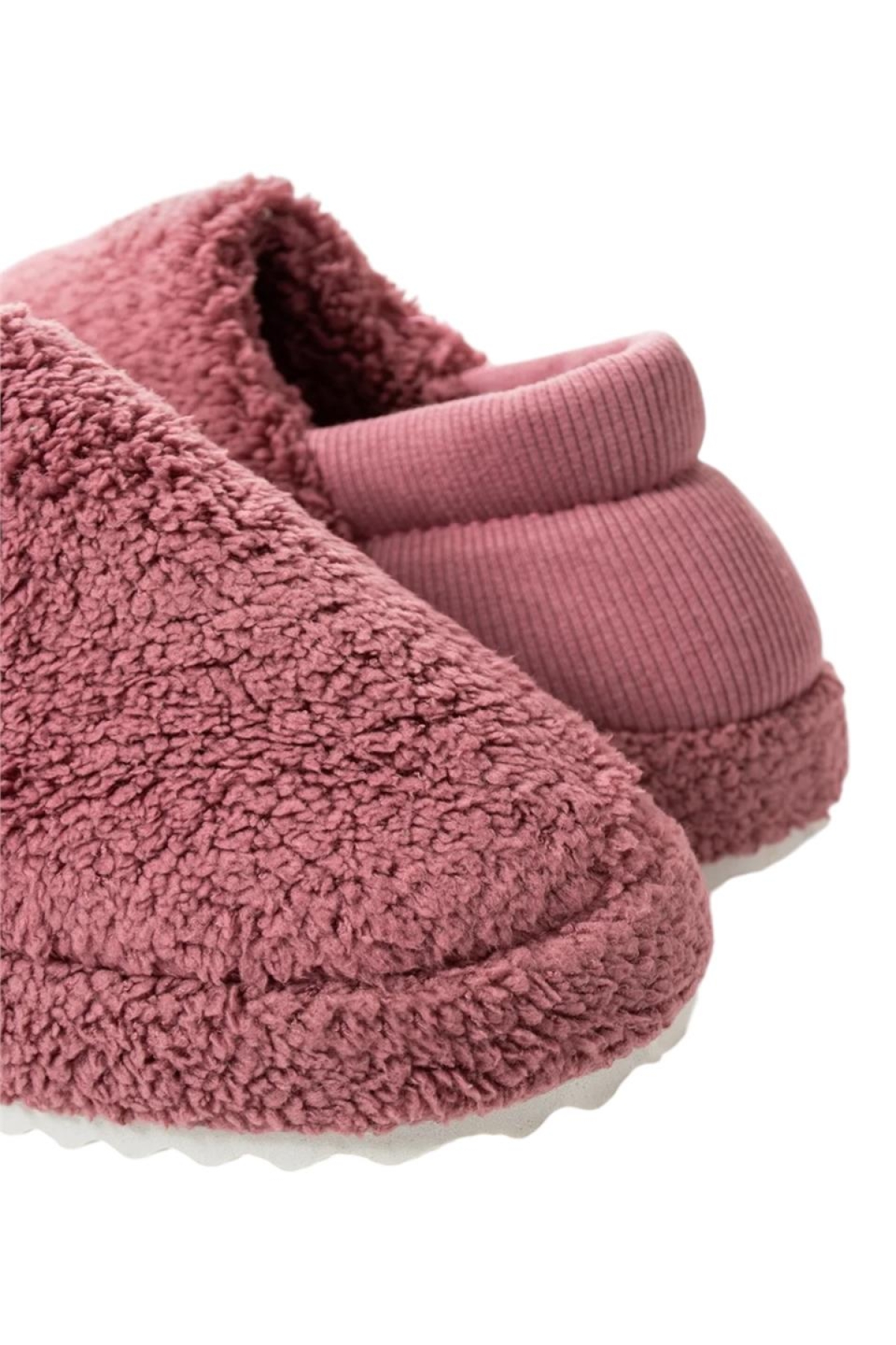 Kadın Lastikli Kaymaz Taban Peluş Havlu Kumaş Ev Ayakkabısı Panduf PEMBE - Görsel 9