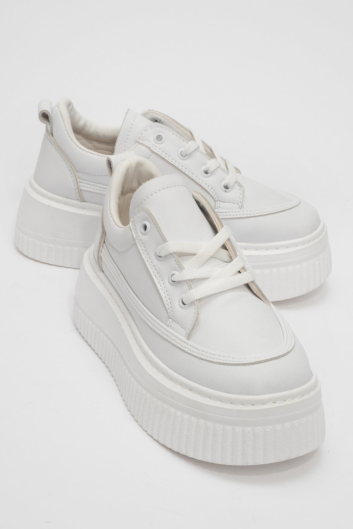 Bağcıklı Kadın Spor Ayakkabı BEYAZ BEYAZ - Görsel 2
