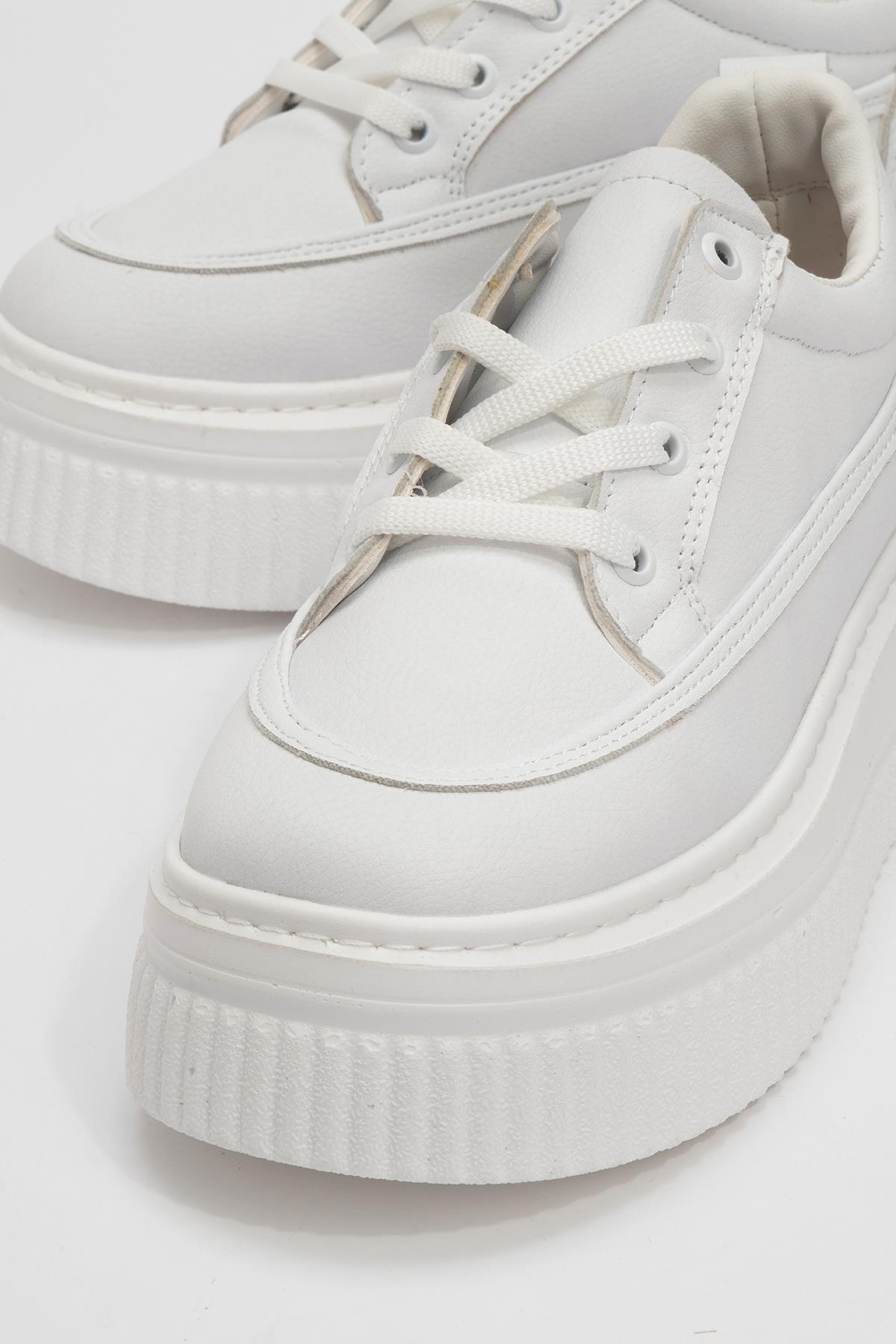 Bağcıklı Kadın Spor Ayakkabı BEYAZ BEYAZ - Görsel 6