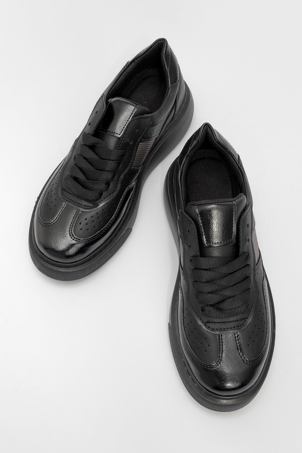 Kadın Spor Ayakkabı SİYAH SİYAH KIRIŞIK - Görsel 4