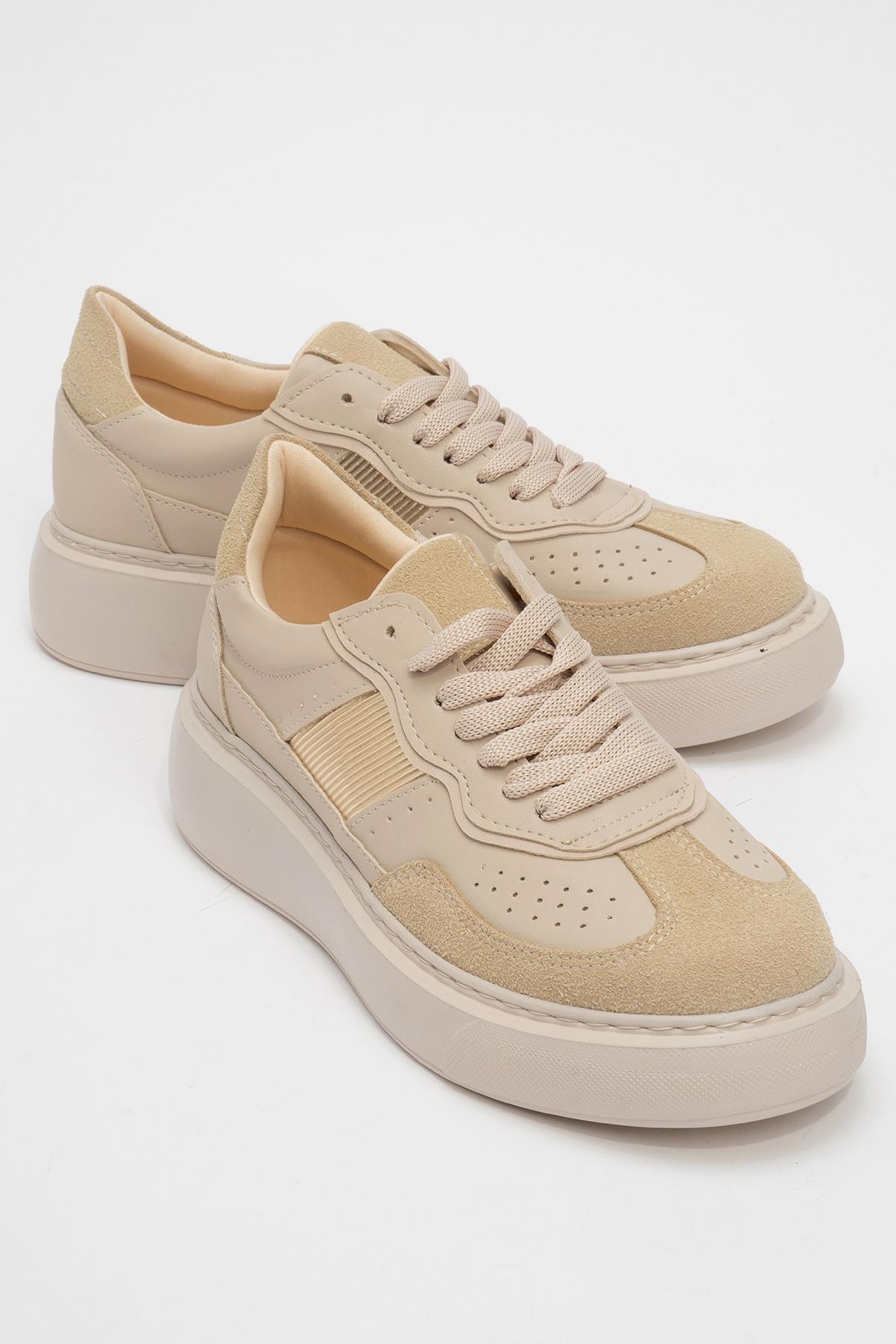 Kadın Spor Ayakkabı BEJ BEJ SÜET - Görsel 2