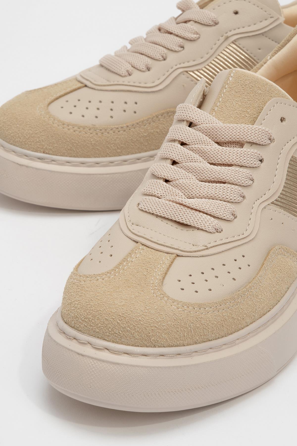 Kadın Spor Ayakkabı BEJ BEJ SÜET - Görsel 4