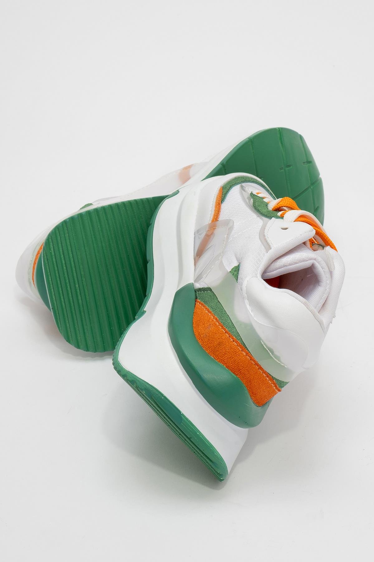 Bağcıklı Kadın Spor Ayakkabı BEYAZ YEŞİL - Görsel 5