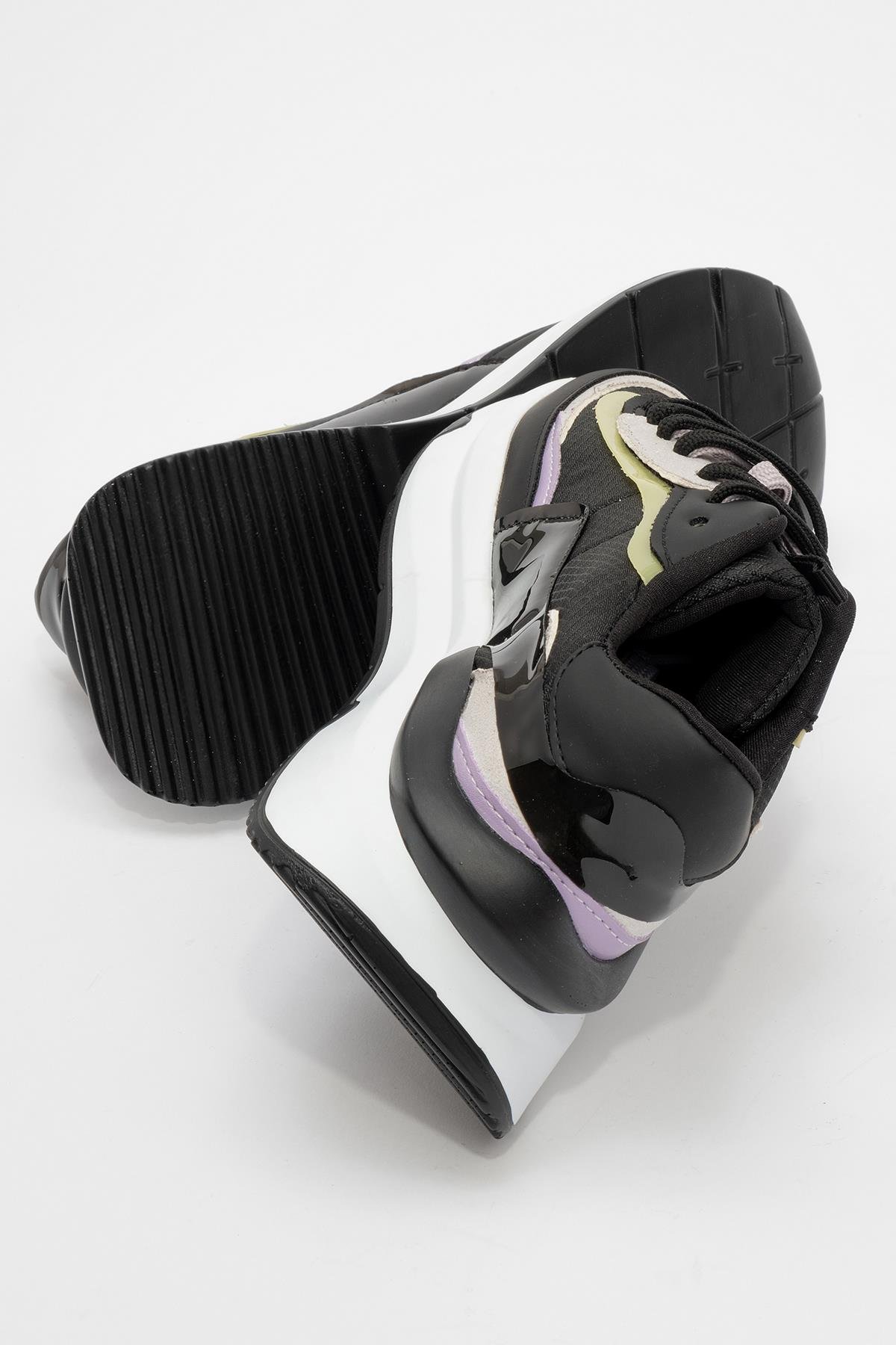 Bağcıklı Kadın Spor Ayakkabı SİYAH LİLA - Görsel 5