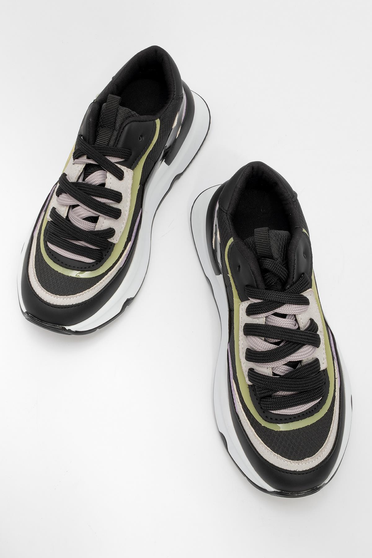 Bağcıklı Kadın Spor Ayakkabı SİYAH LİLA - Görsel 6