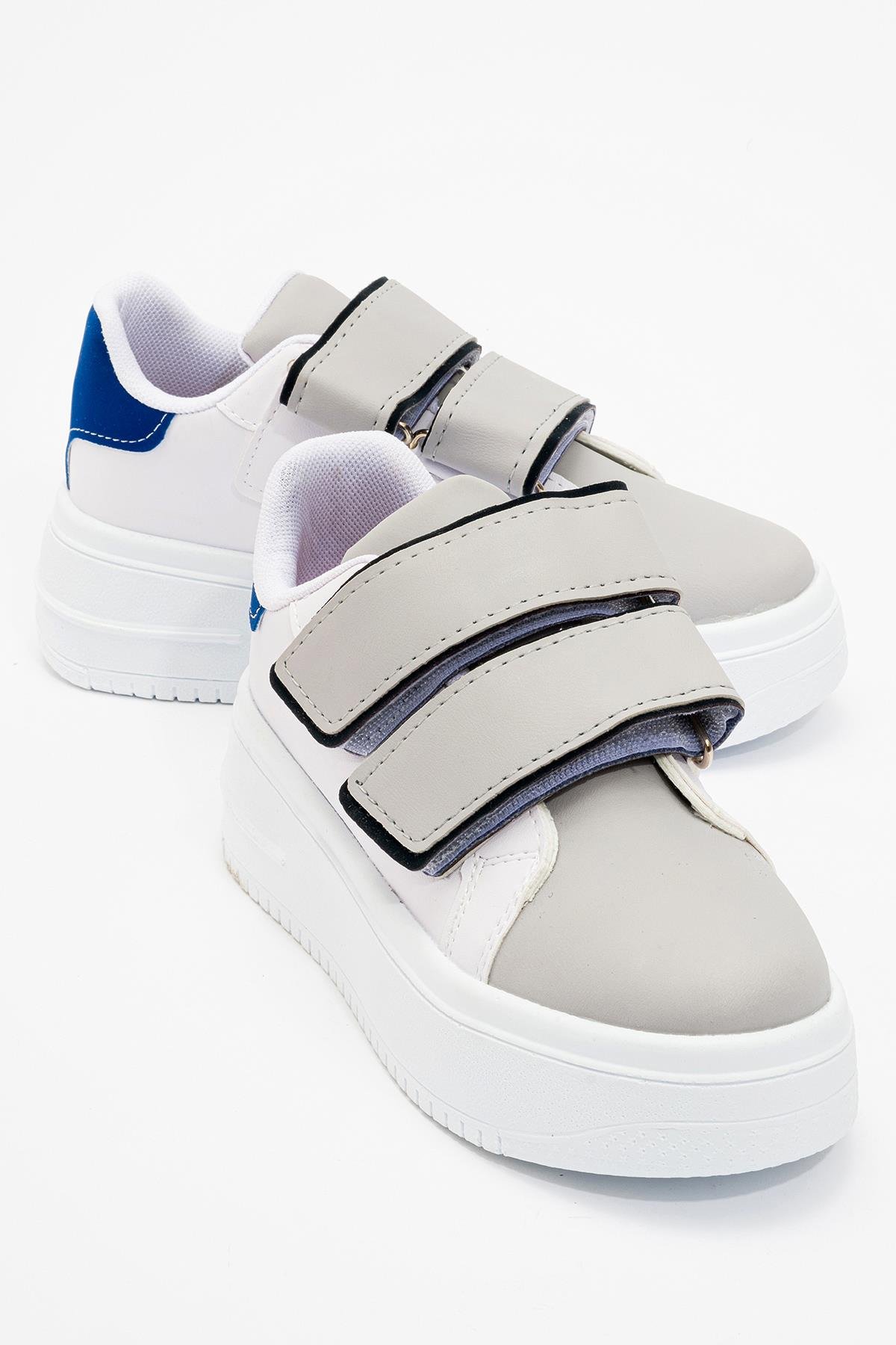 Cırtlı Kadın Spor Ayakkabı BEYAZ FÜME MAVİ - Görsel 2