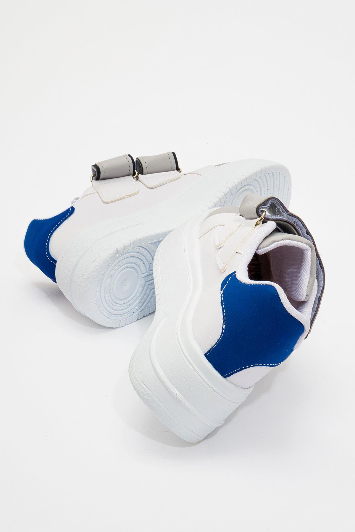 Cırtlı Kadın Spor Ayakkabı BEYAZ FÜME MAVİ - Görsel 5