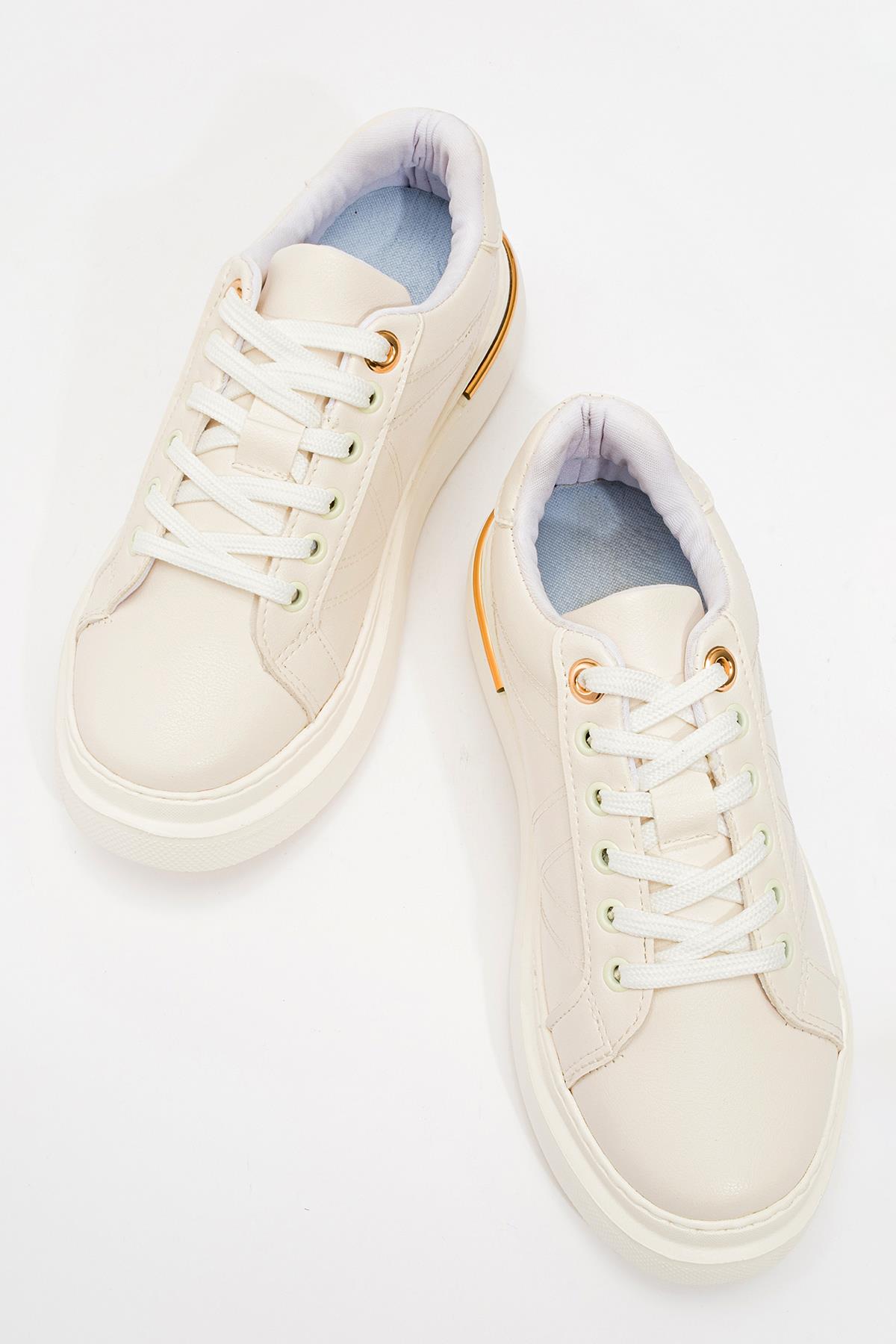 Bağcıklı Kadın Spor Ayakkabı BEYAZ - Görsel 6