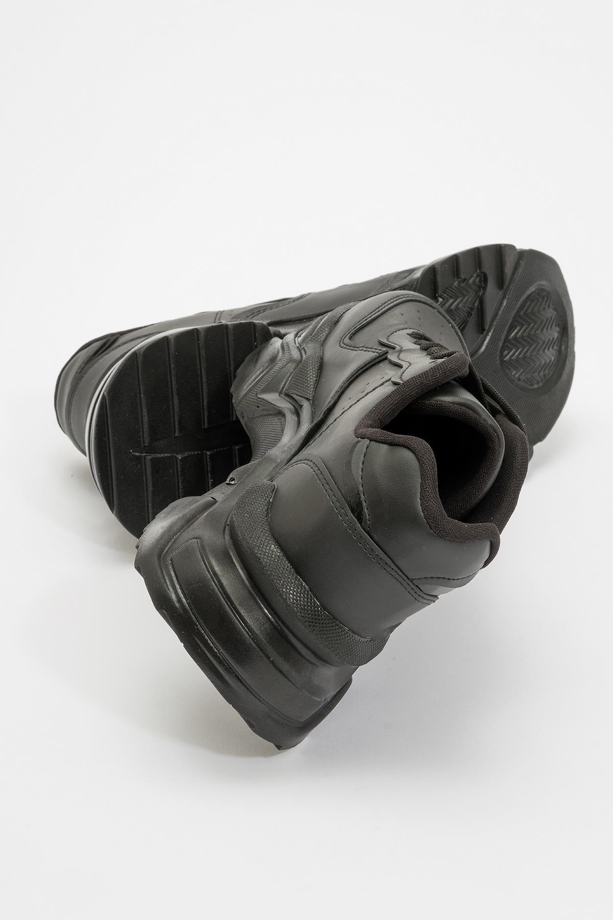 Kadın Bağcıklı Spor Ayakkabı SİYAH CİLT - Görsel 5