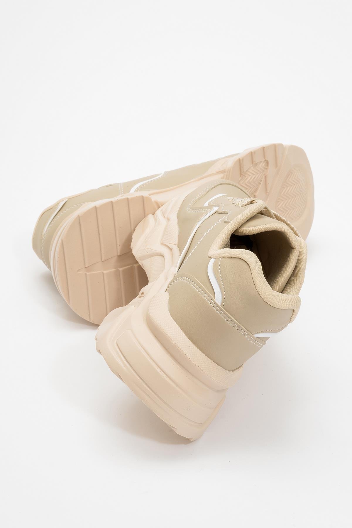 Kadın Bağcıklı Spor Ayakkabı BEJ BEYAZ - Görsel 5