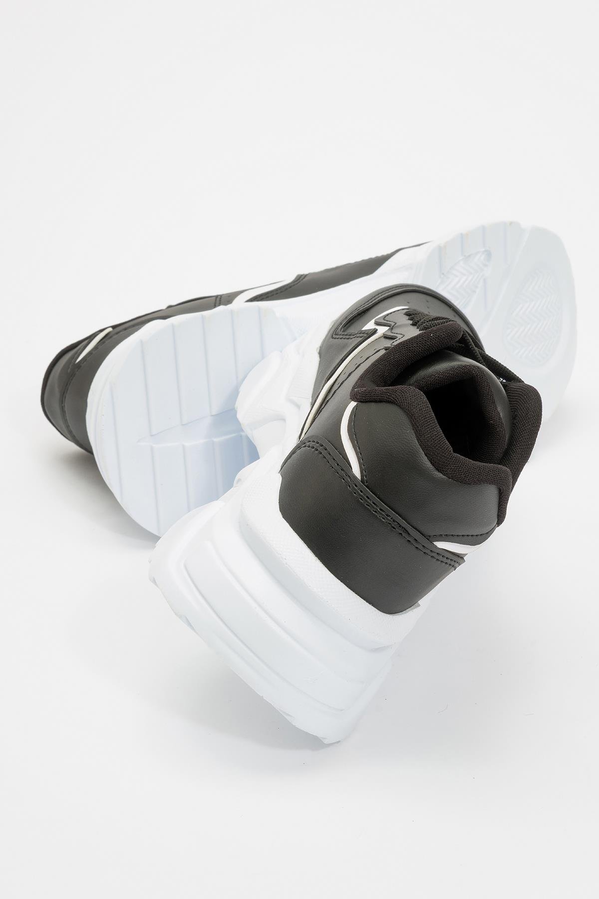 Kadın Bağcıklı Spor Ayakkabı SİYAH BEYAZ - Görsel 5