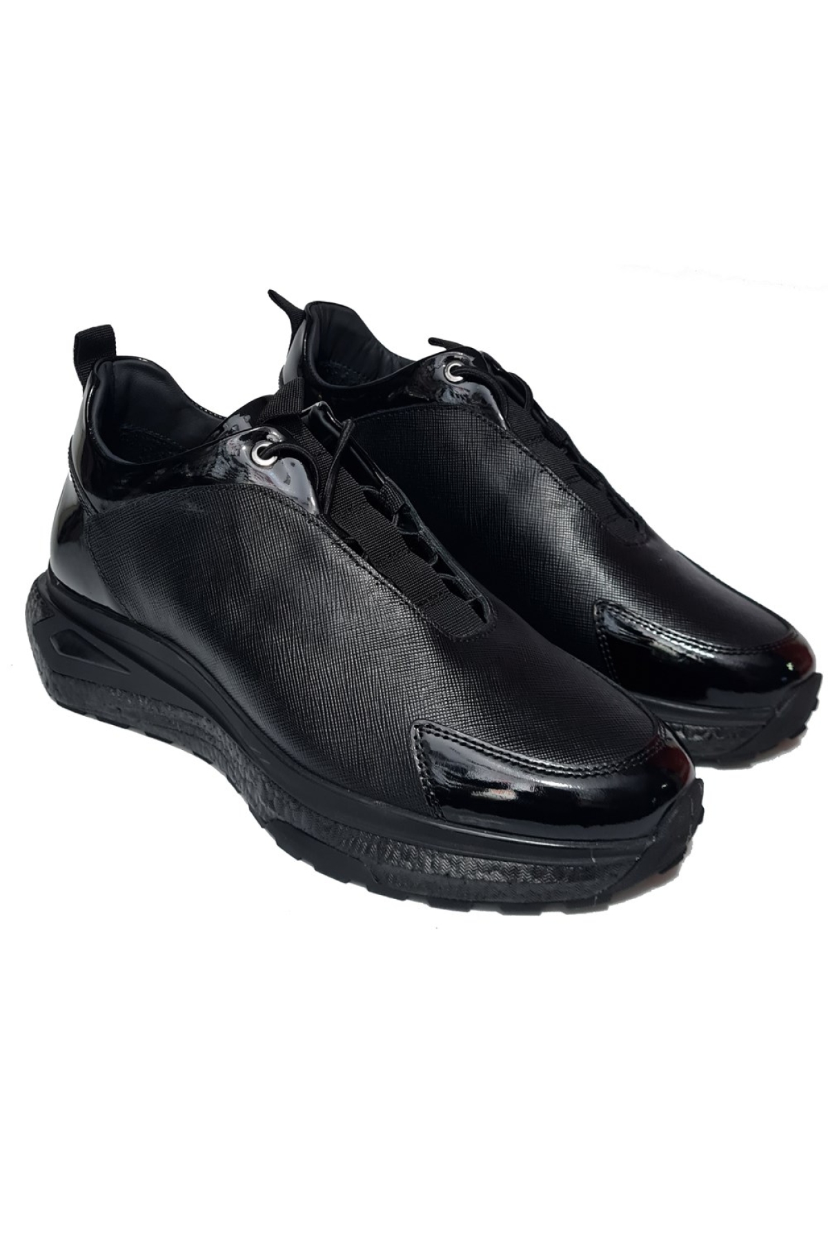 Bağcıklı Ön ve Arka Kısım Rugan Parçalı Köpük Taban Hakiki Deri Erkek Casual Ayakkabı 20339 - Görsel 4