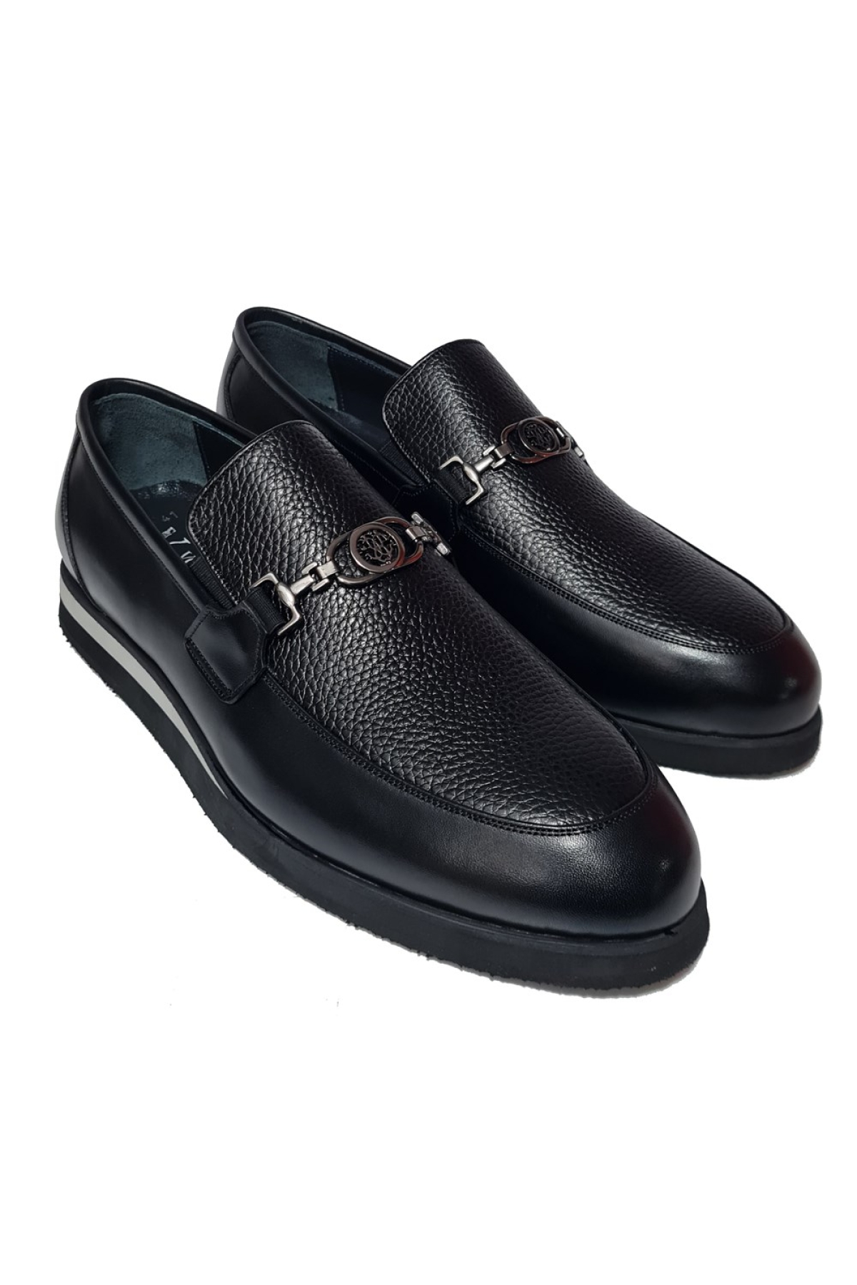 Bağsız Metal Bant Aksesuarlı Floter Hakiki Deri Loafer Ayakkabı 6843 - Görsel 2