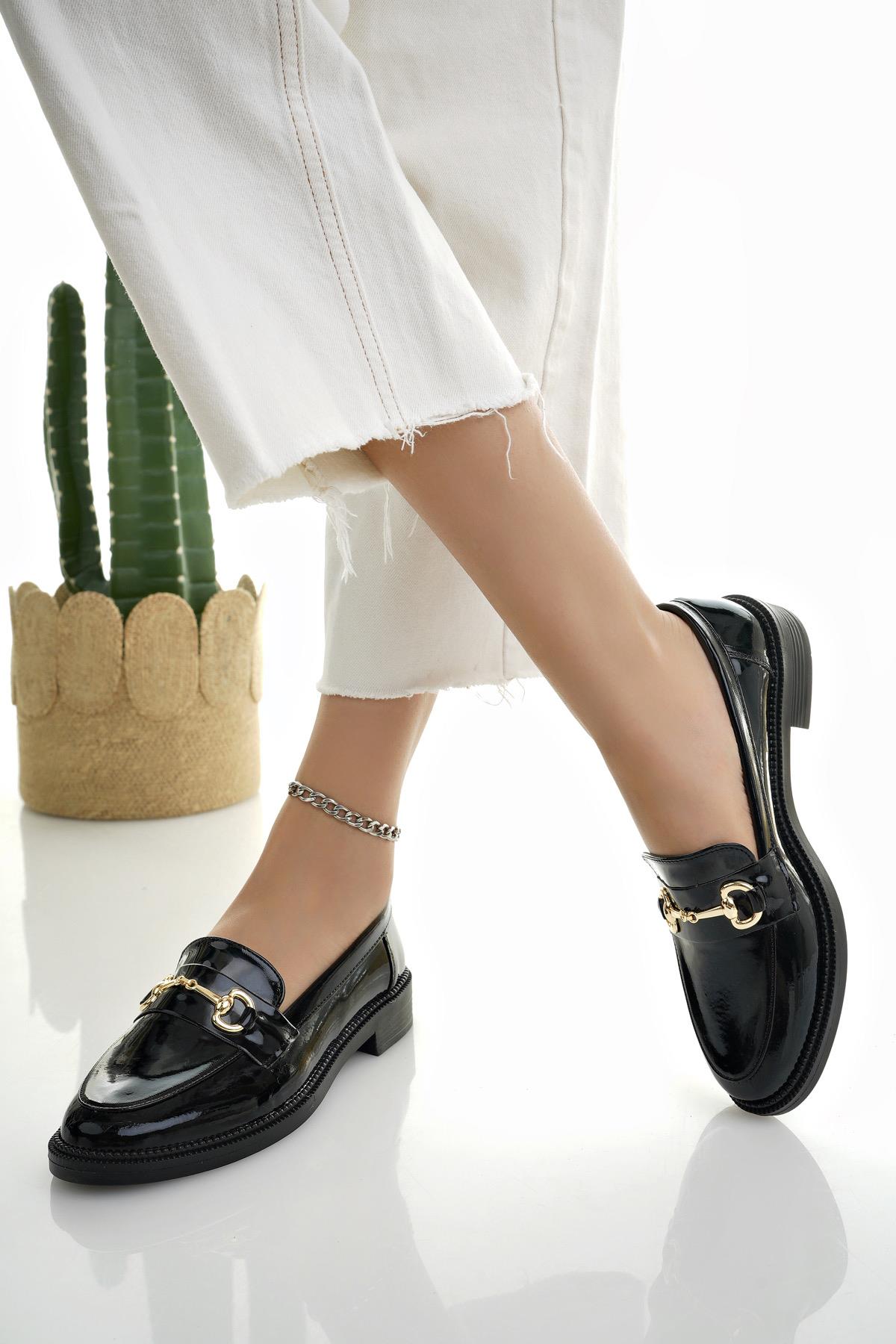 SUSSİE Garantili Metal Tokalı Kadın Loafer Günlük Ayakkabı - Görsel 7