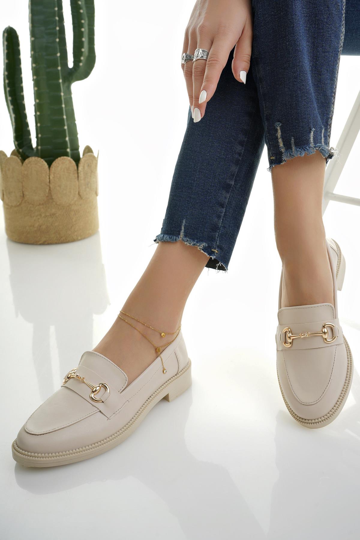 SUSSİE Garantili Metal Tokalı Kadın Loafer Günlük Ayakkabı - Görsel 6