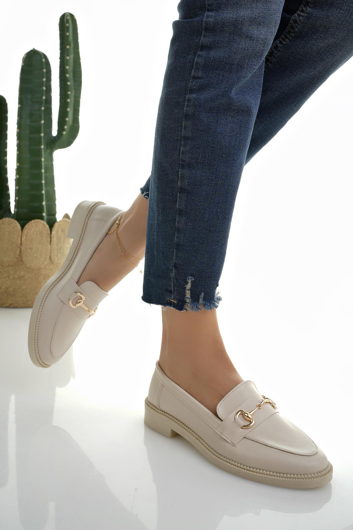 SUSSİE Garantili Metal Tokalı Kadın Loafer Günlük Ayakkabı - Görsel 7