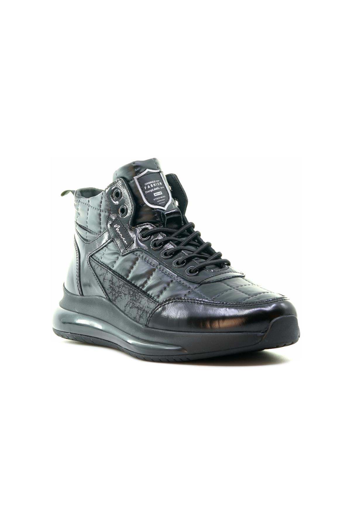 Erkek Hakiki Deri Air Taban Sneaker Bot (40-44) 23k Ykö-14093 M SİYAH KIRIŞIK RUGAN - Görsel 5