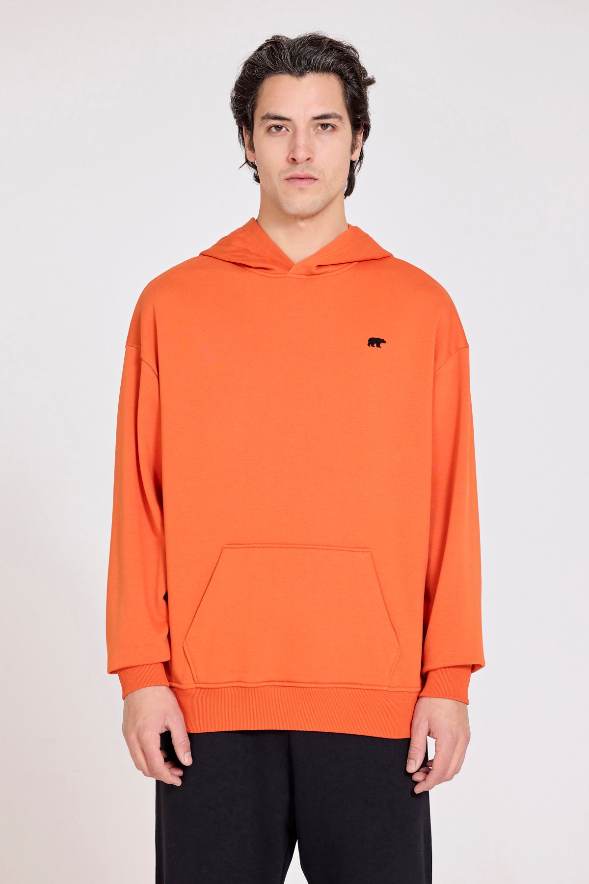 Drake Turuncu Erkek Oversize Kapüşonlu Sweatshirt