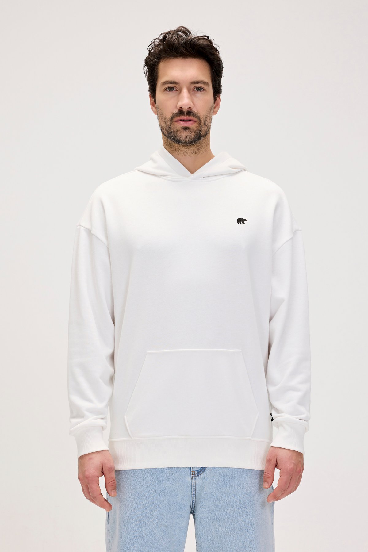 Drake Beyaz Erkek Oversize Kapüşonlu Sweatshirt