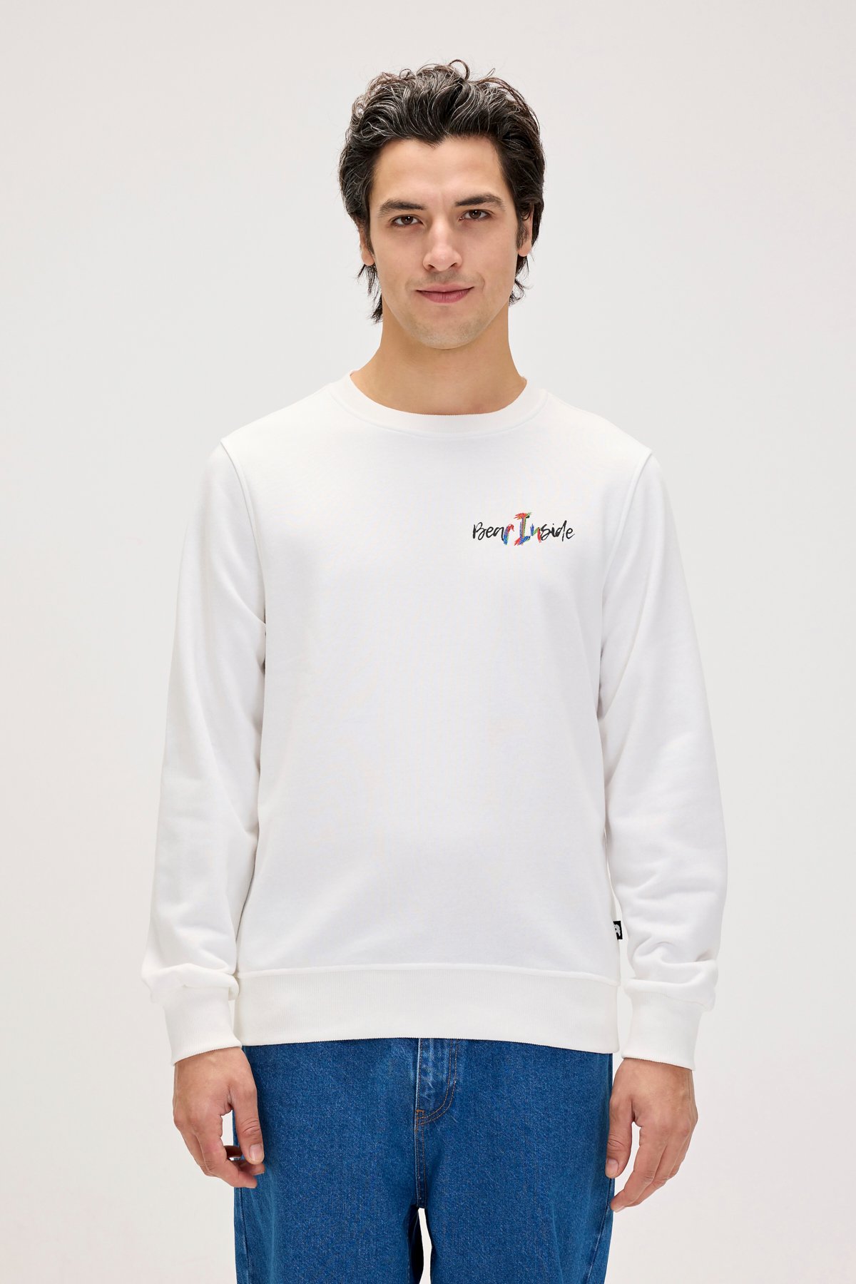 Splashy Beyaz Erkek Baskılı Sweatshirt