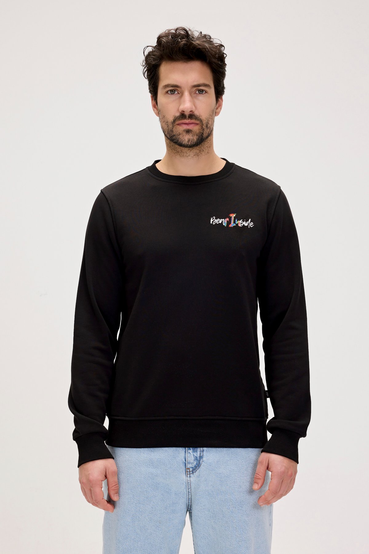 Splashy Siyah Erkek Baskılı Sweatshirt