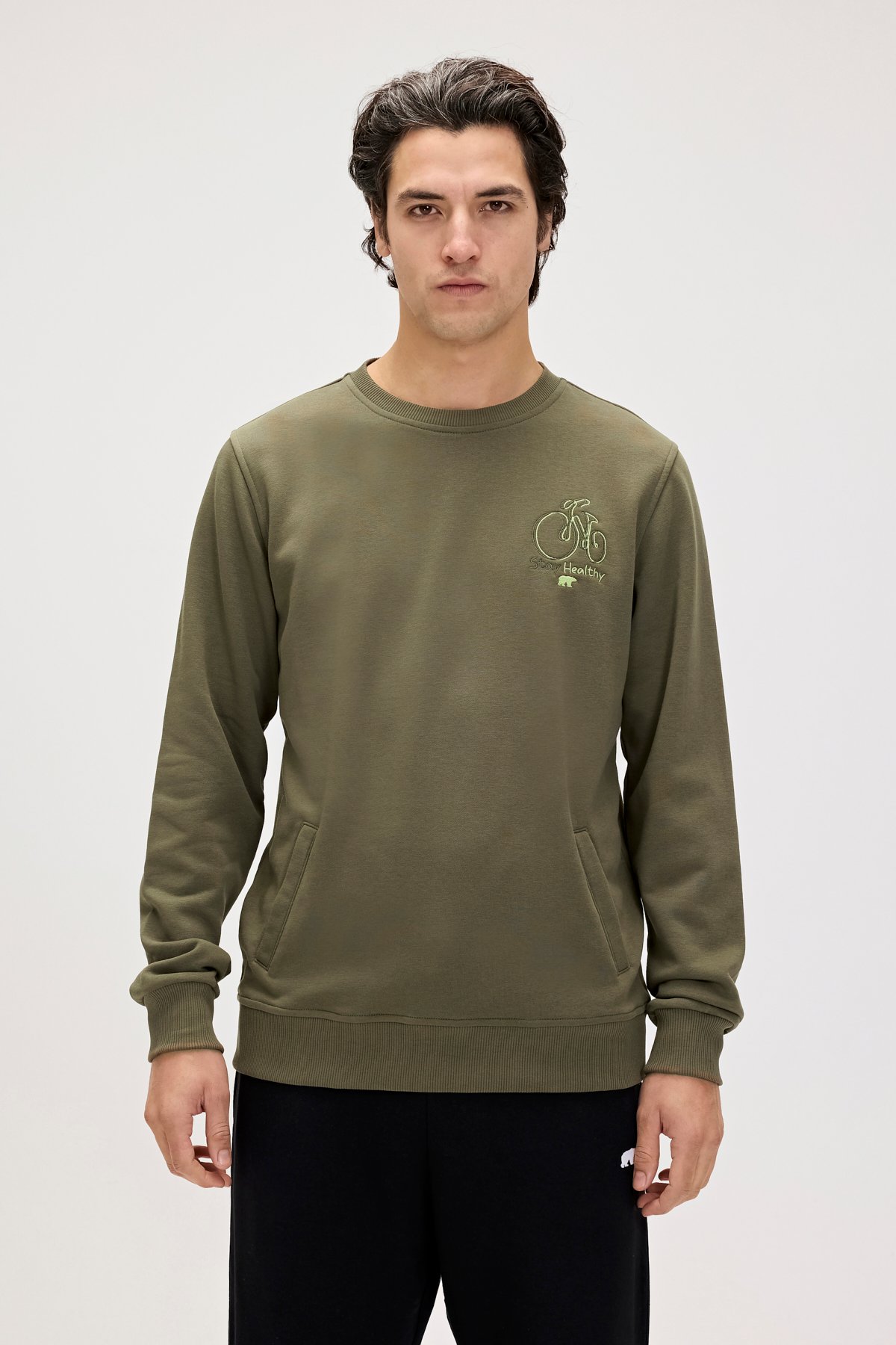 Runway Haki Erkek Baskılı Sweatshirt