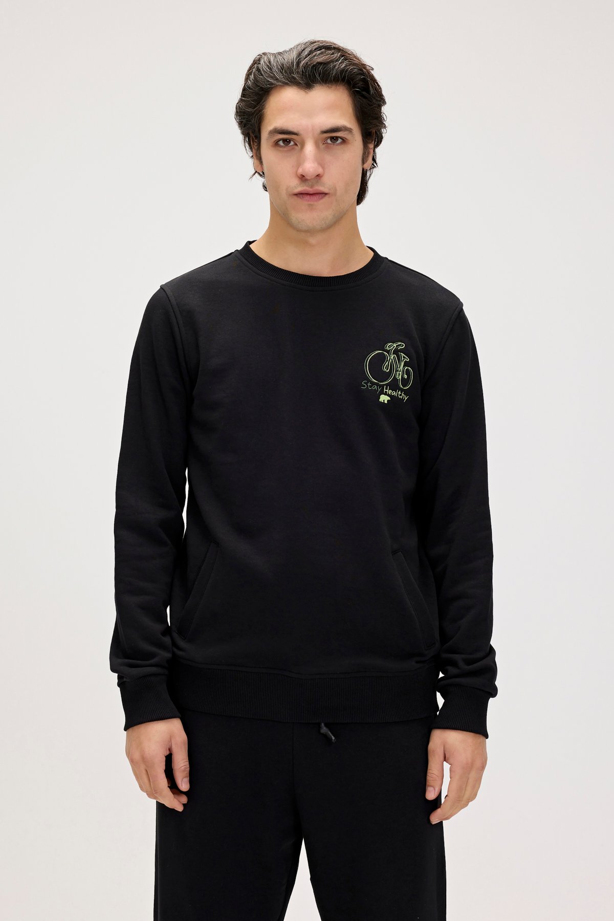 Runway Siyah Erkek Baskılı Sweatshirt