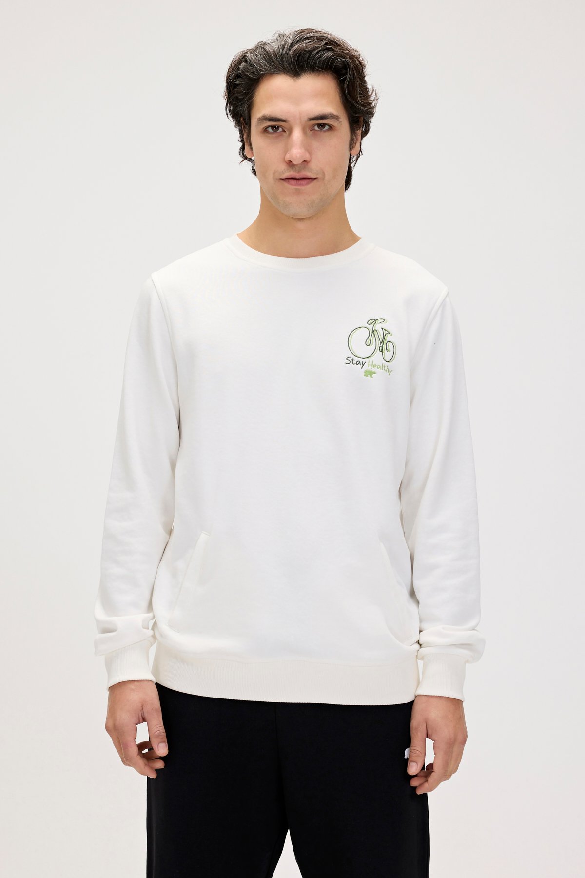 Runway Beyaz Erkek Baskılı Sweatshirt