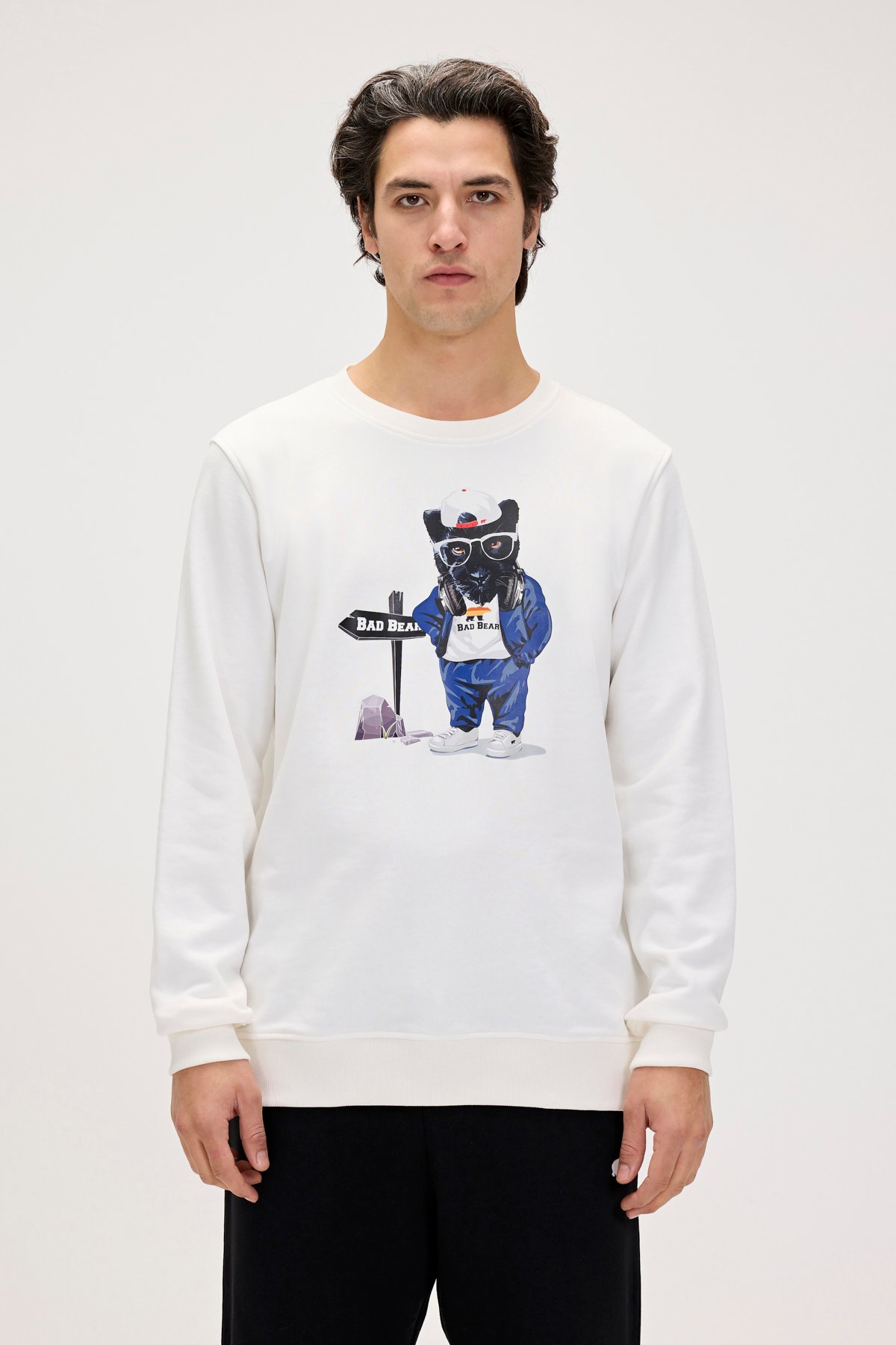 Panther Beyaz Erkek Sweatshirt