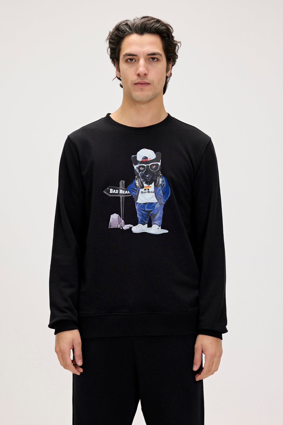 Panther Siyah Erkek Sweatshirt