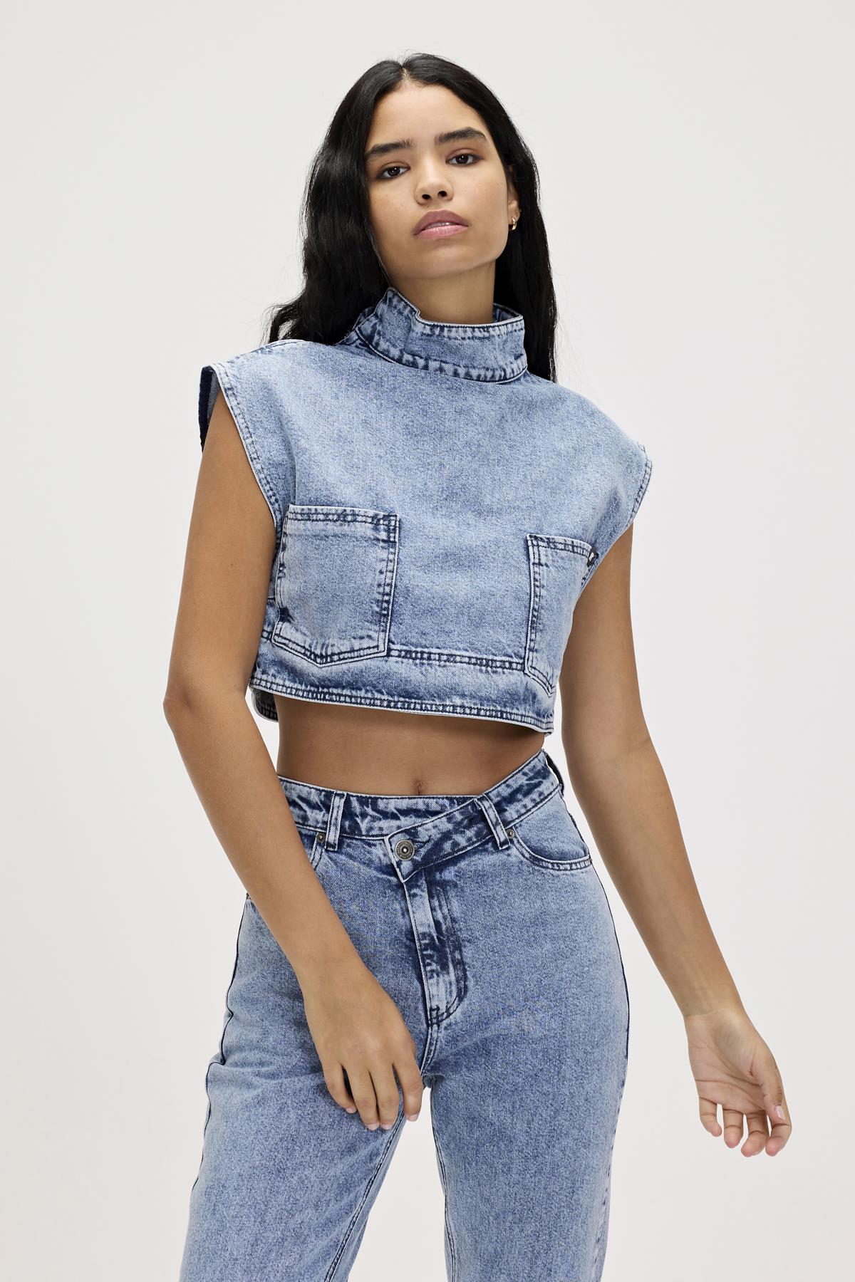 Veronica Blue Kadın Denim Crop